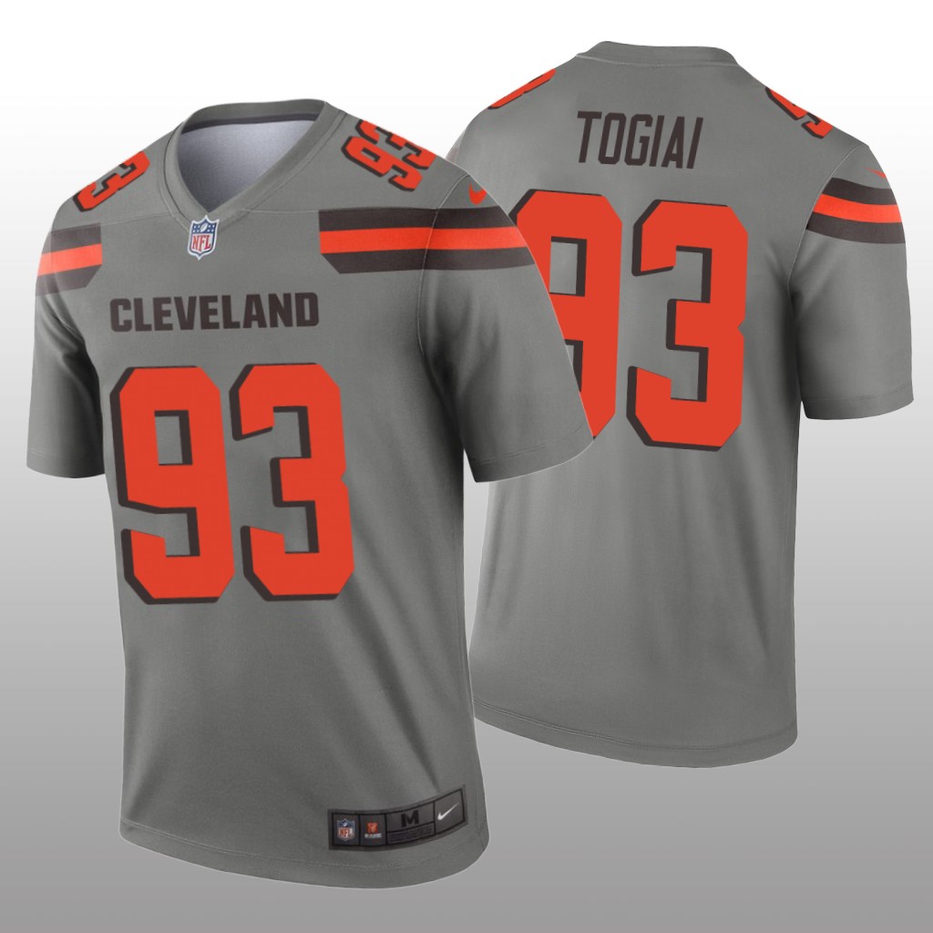 Cleveland Browns Tommy Togiai Gray Jersey Inverted Legend - Men's