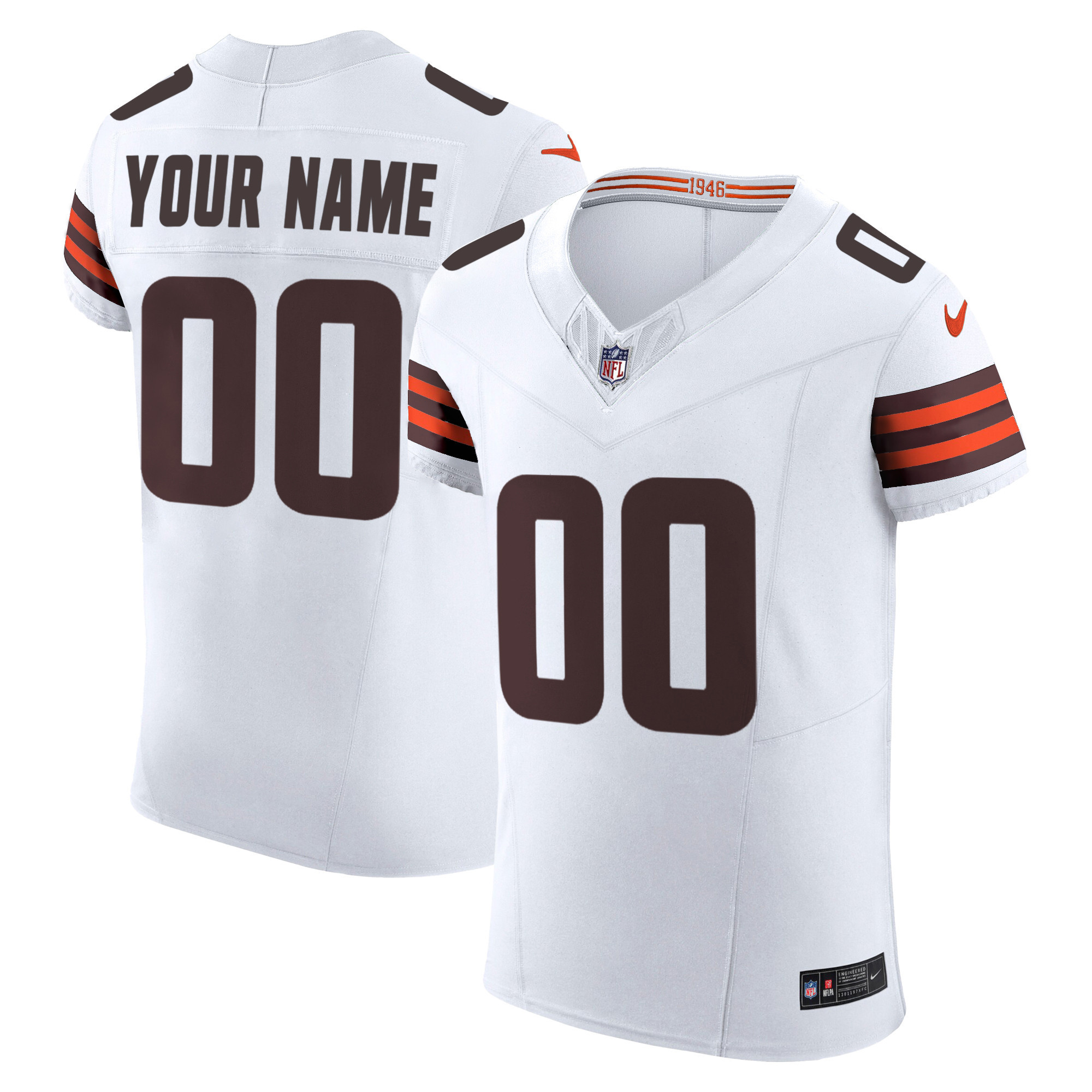 Cleveland Browns Vapor Elite Custom White Jersey - All Stitched