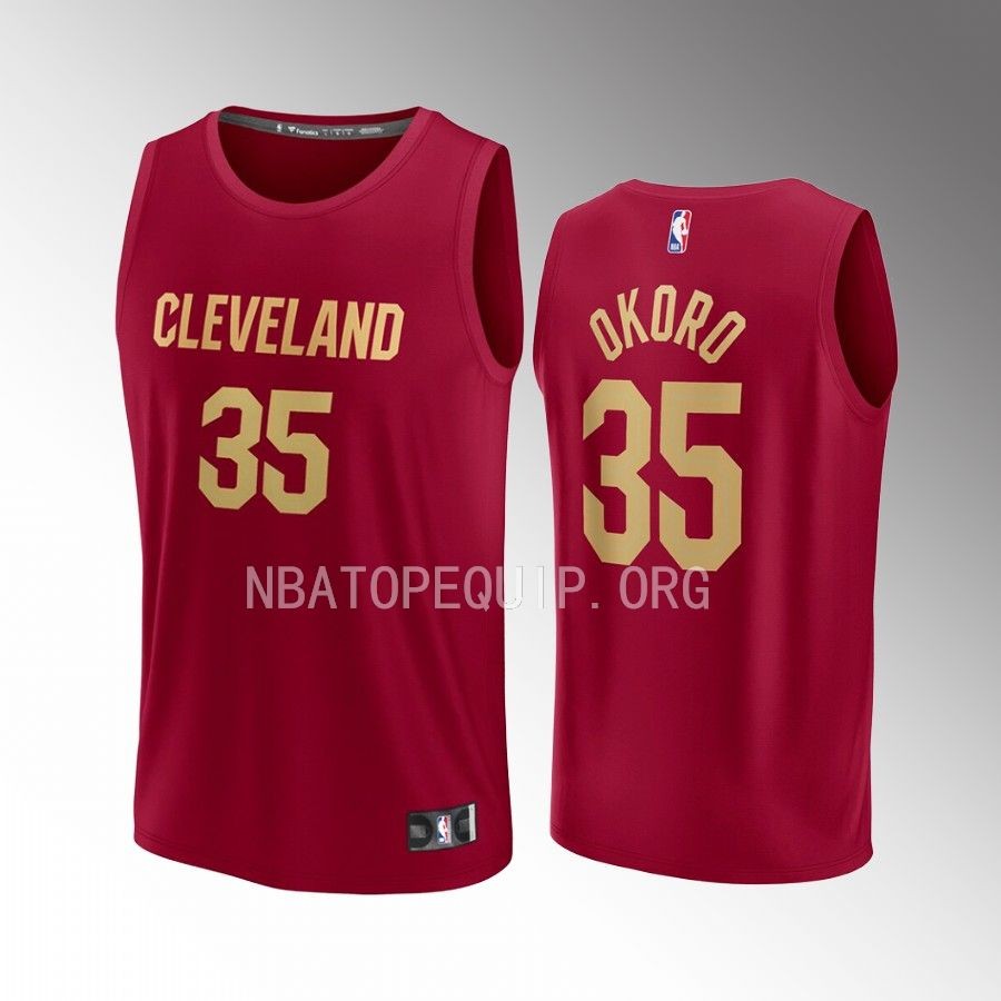 Cleveland Cavaliers #35 Isaac Okoro Icon Edition Jersey Fast Break Player Wine