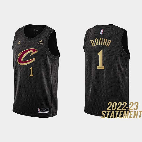 Cleveland Cavaliers 1 Rajon Rondo 2022-23 Statement Edition Black Men Stitched Jersey