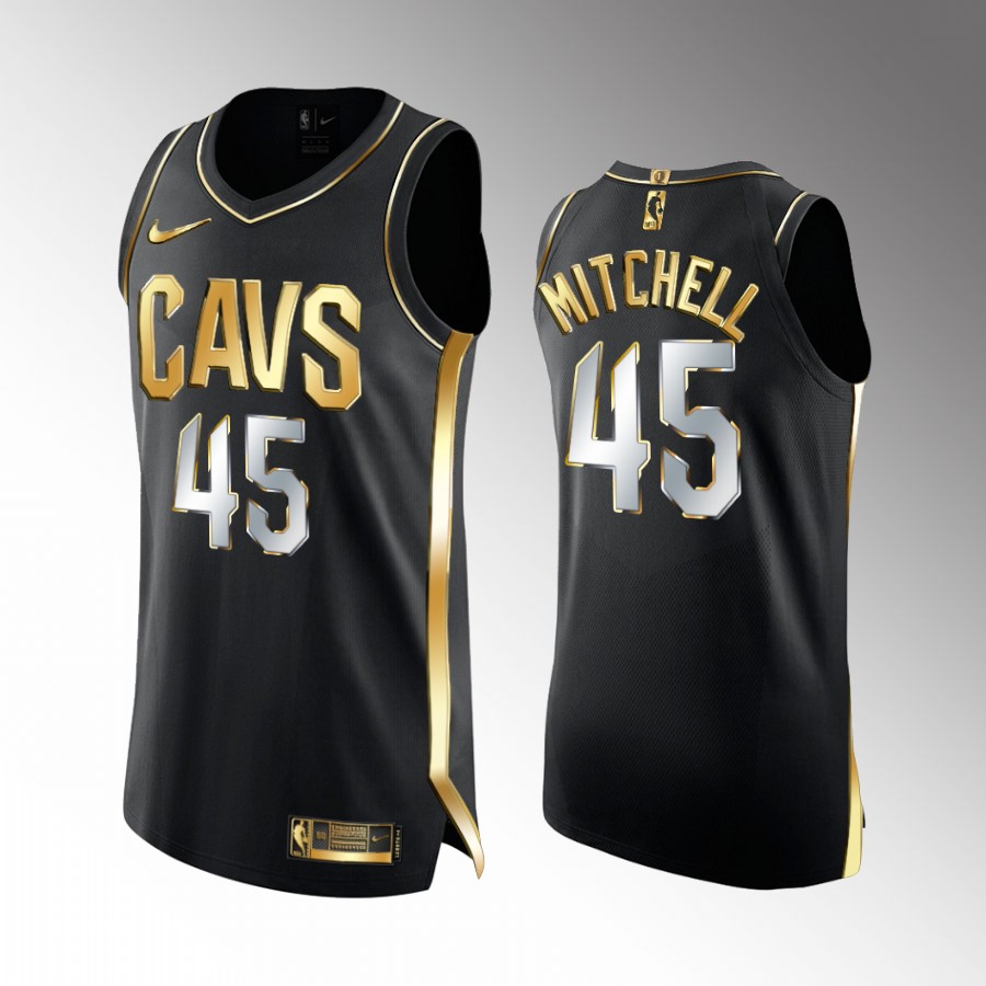 Cleveland Cavaliers Donovan Mitchell Black Jersey Golden Edition #45