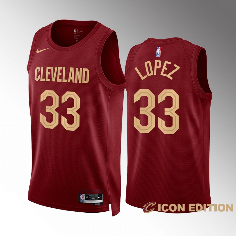 Cleveland Cavaliers Robin Lopez 2022-23 Icon Edition Wine #33 Jersey Swingman