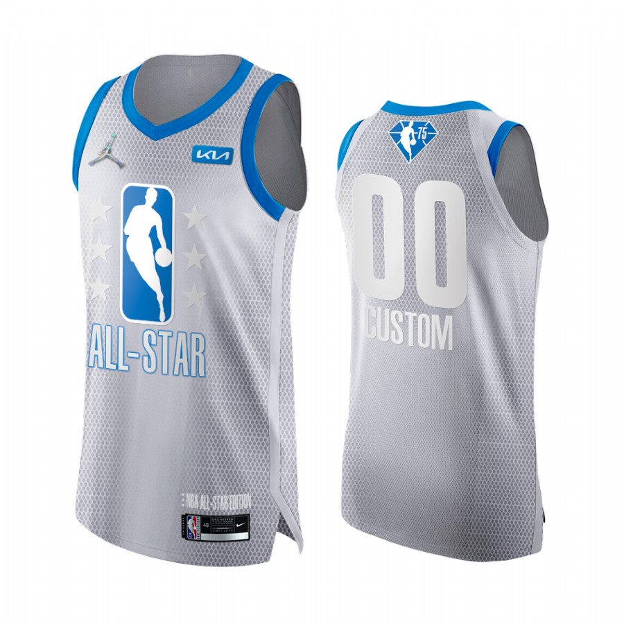 Cleveland Custom 2022 All-Star Jersey Grey Blue NBA 75th Uniform