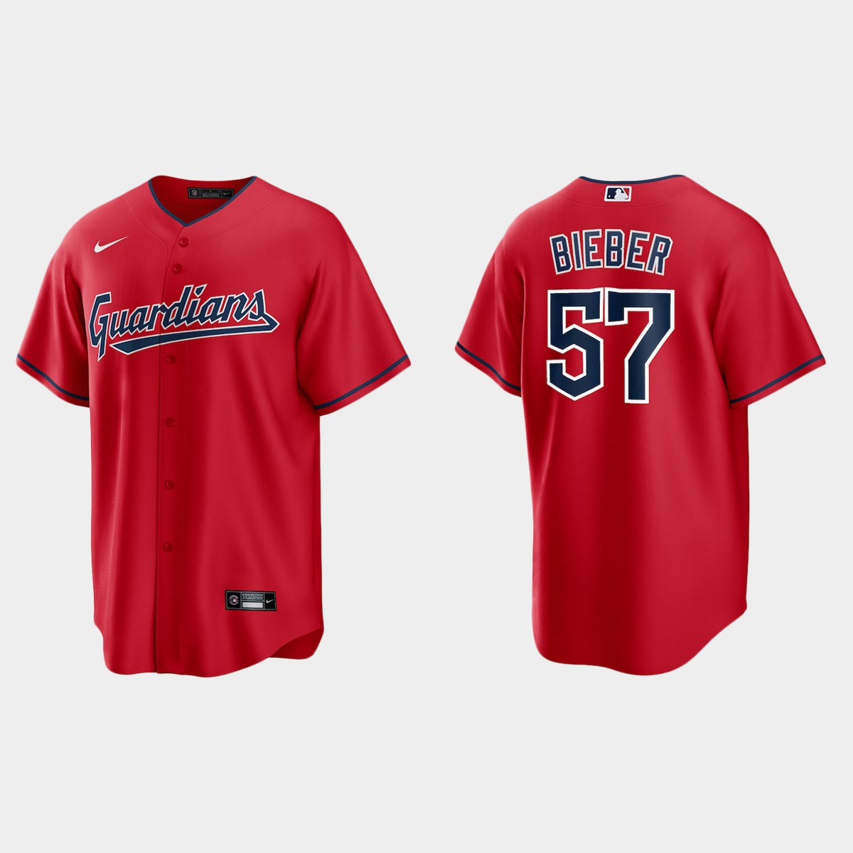 Cleveland Guardians Shane Bieber Alternate Jersey - Red