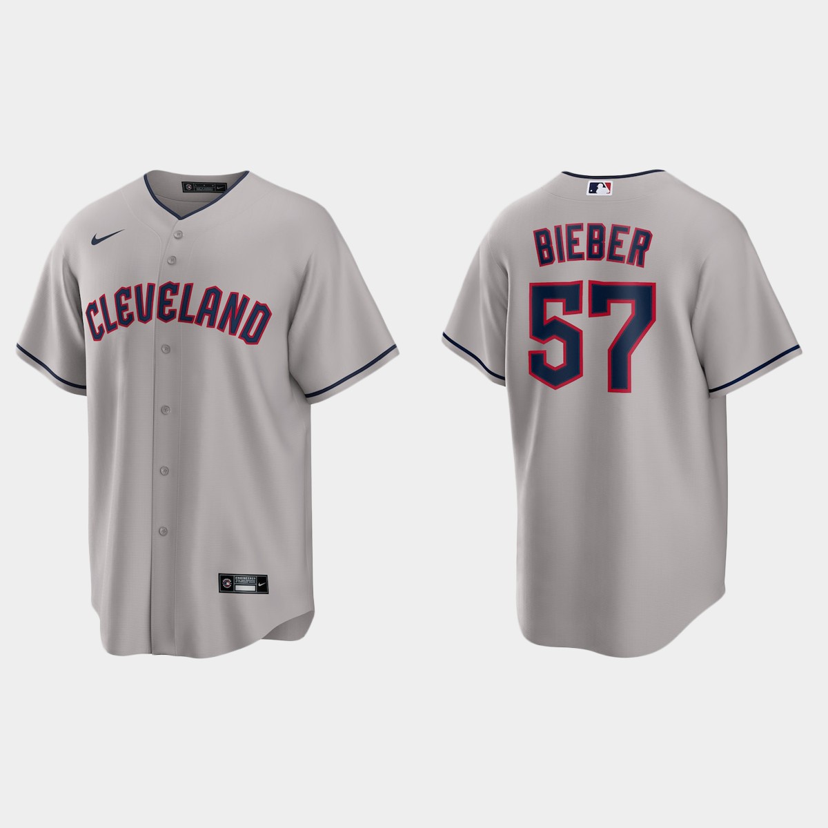 Cleveland Guardians Shane Bieber Road Jersey - Gray