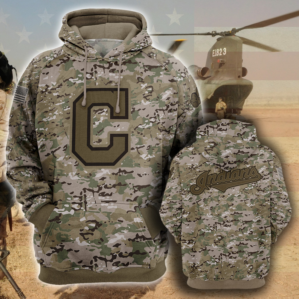 Cleveland Indians- All Over Prints 3D Hoodie – Camo Style