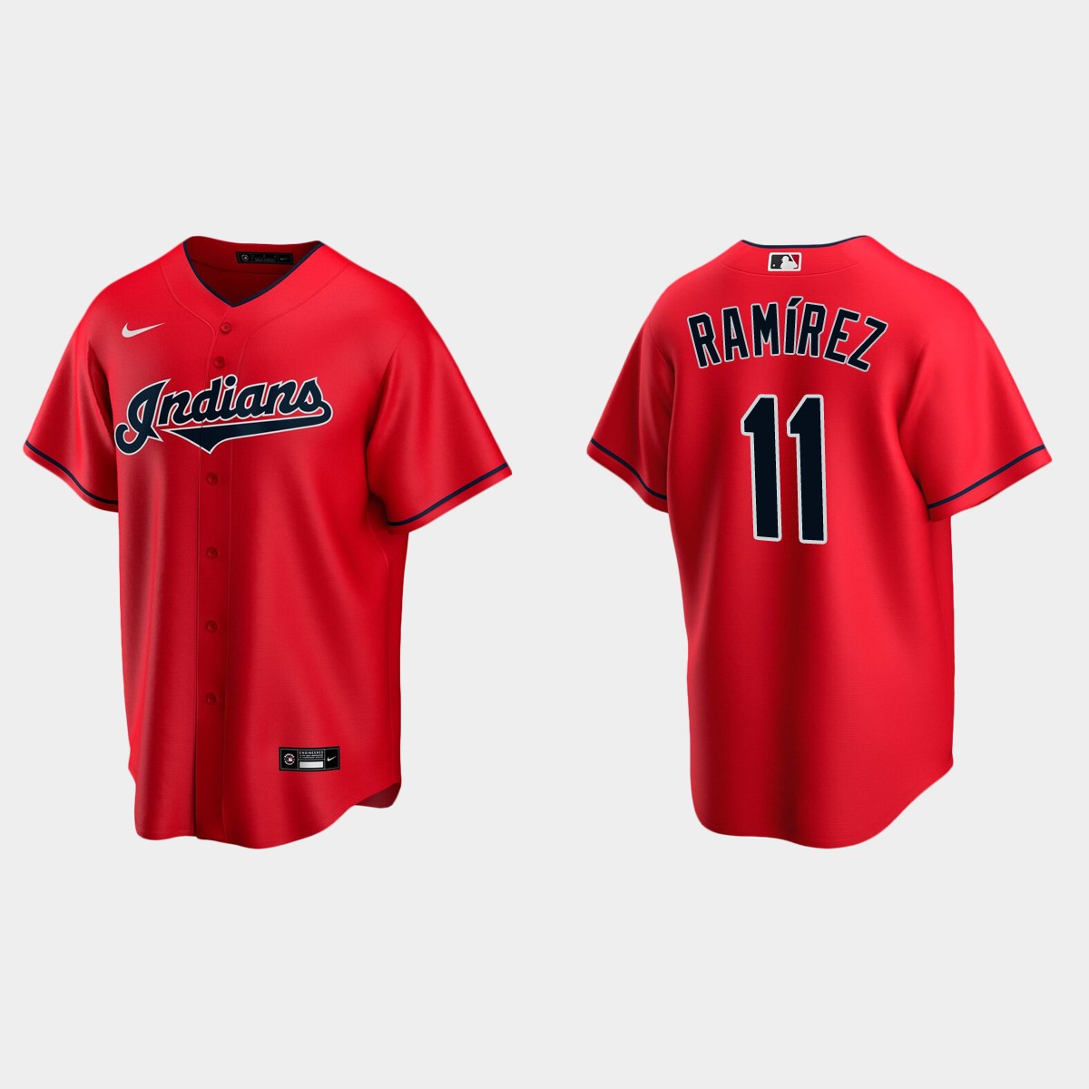 Cleveland Indians #11 Jose Ramirez Red Alternate Jersey