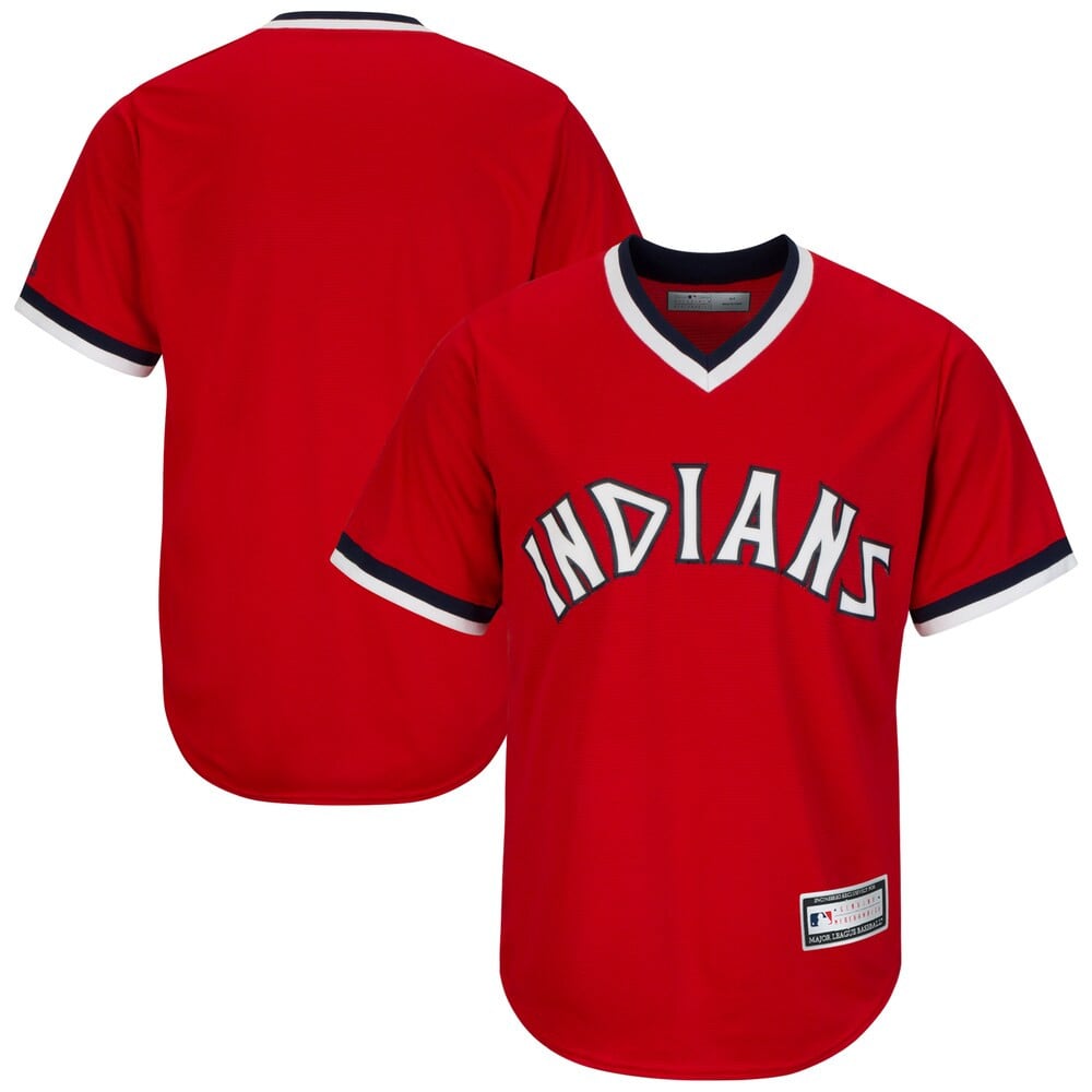 Cleveland Indians Big And Tall Cooperstown Collection Team Stitched Jerseyy – Red