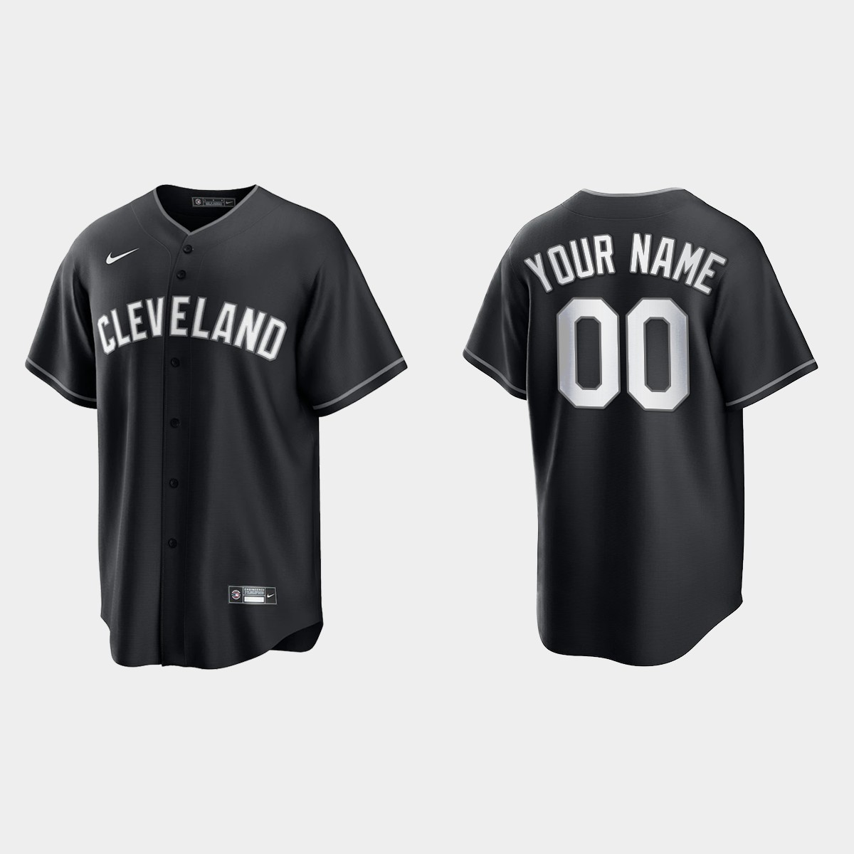 Cleveland Indians Custom 2021 All Black Fashion Jersey – Black White