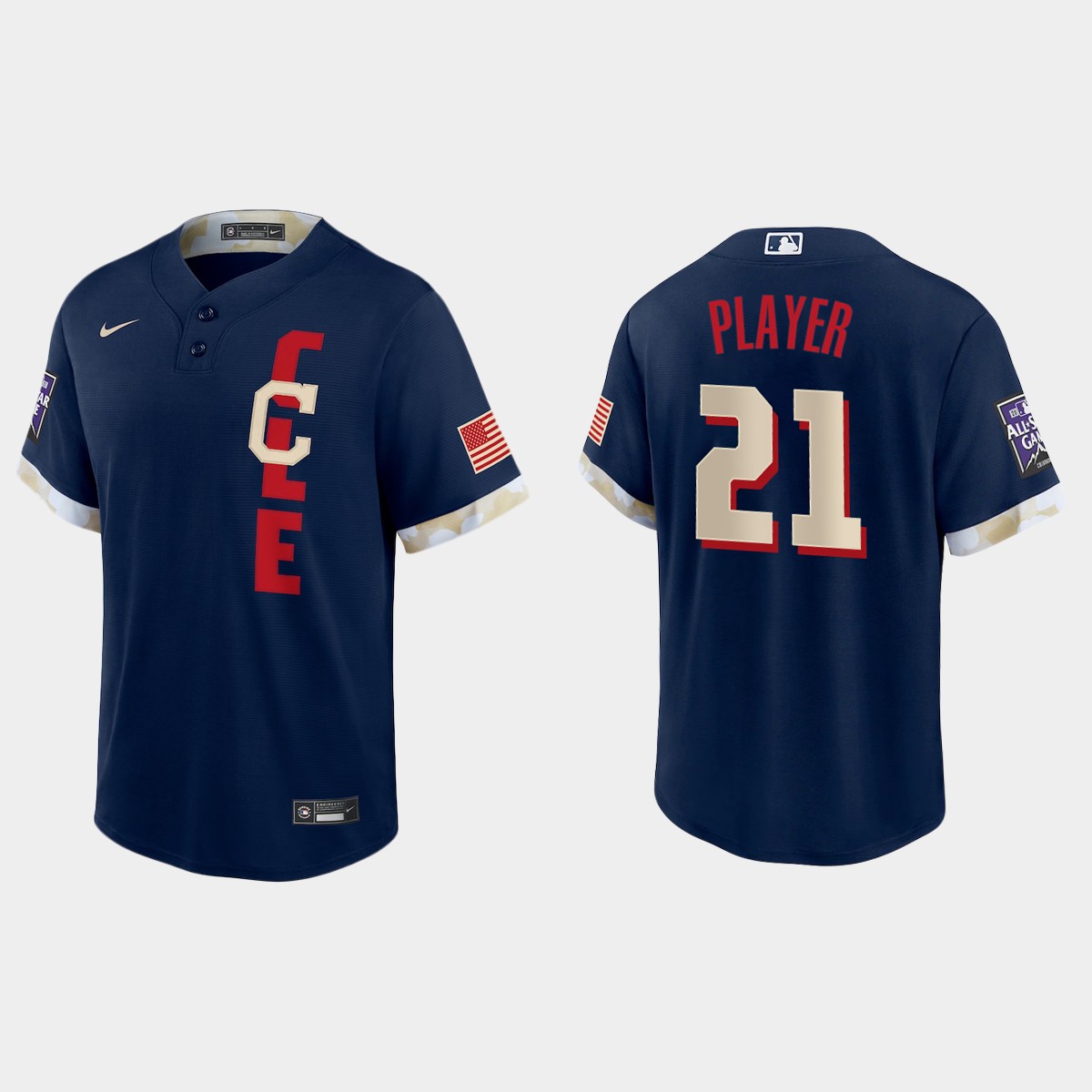 Cleveland Indians Custom 2021 MLB All-Star Game Jersey - Navy