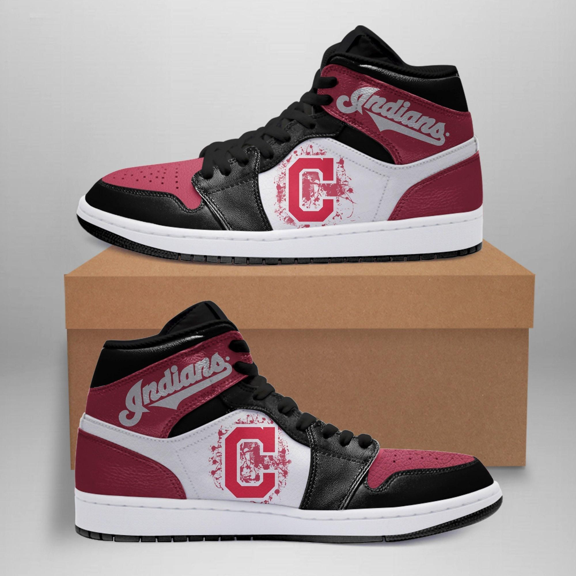 Cleveland Indians MLB ?Team Sneakers Gift For Fans High Top Air Jordan Sneaker, Air Jordan Hightop