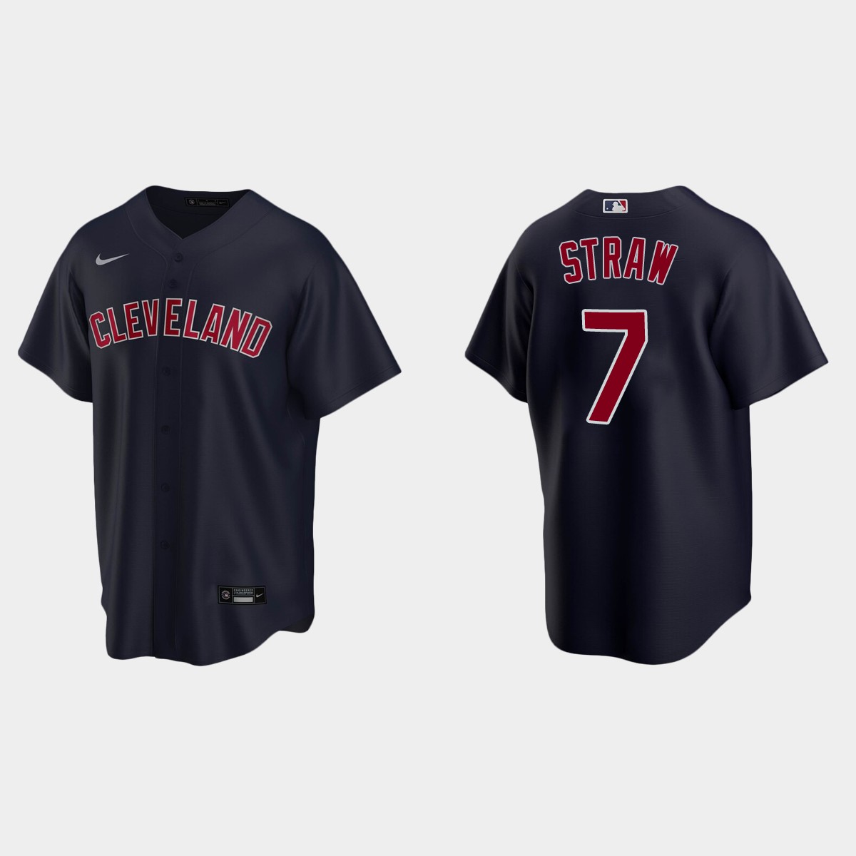 Cleveland Indians Myles Straw Alternate Jersey - Navy