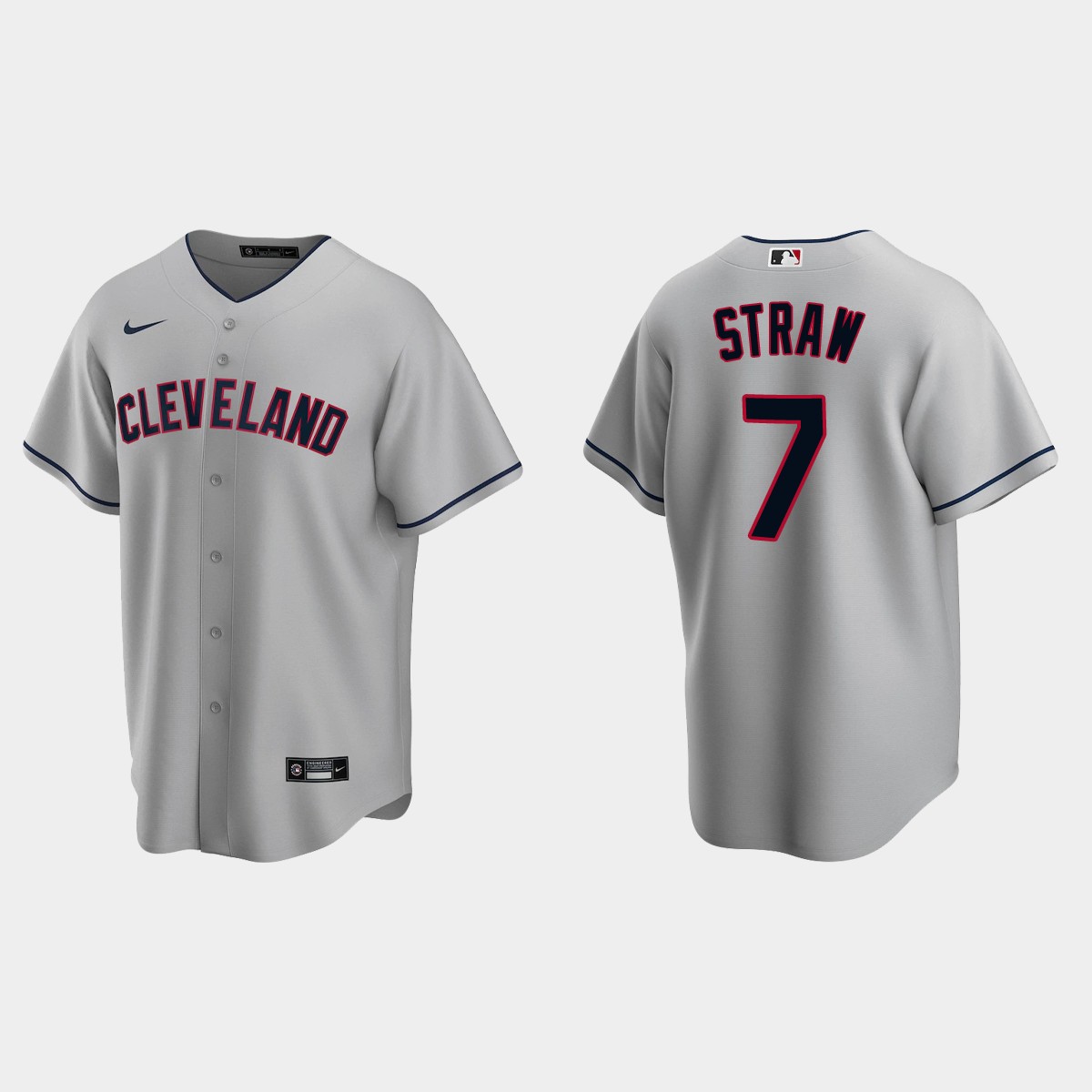 Cleveland Indians Myles Straw Road Jersey - Gray