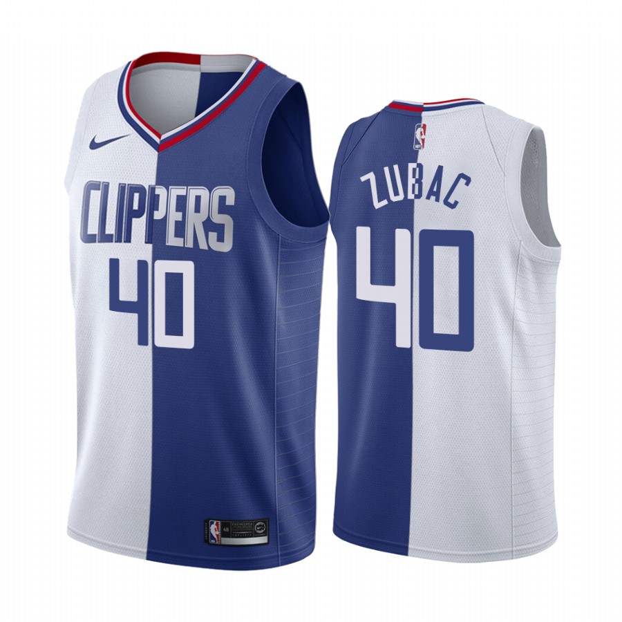 Clippers Ivica Zubac #40 Split White Blue Jersey