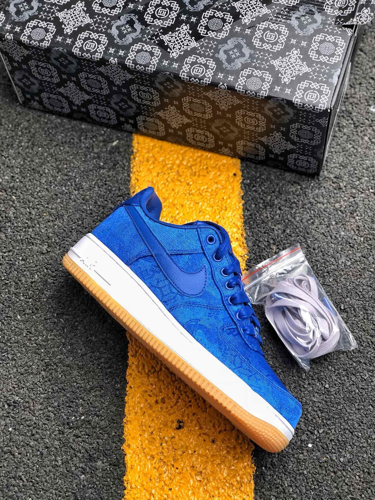 Clot x Nike Air Force 1 Low PRM Game Royal/White-Gum Light Brown For Sale
