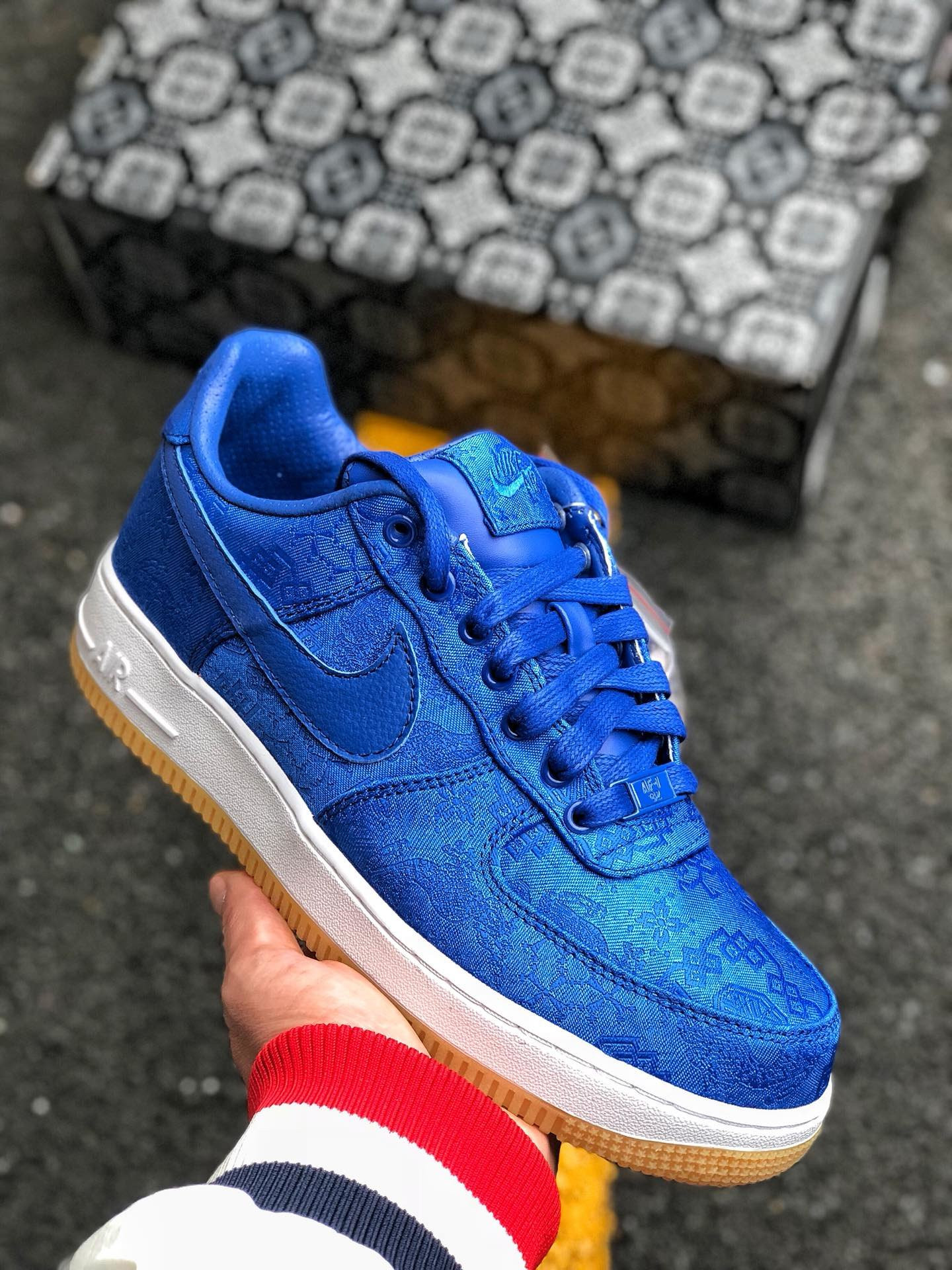 Clot x Nike Air Force 1 Low PRM Game Royal/White-Gum Light Brown For Sale