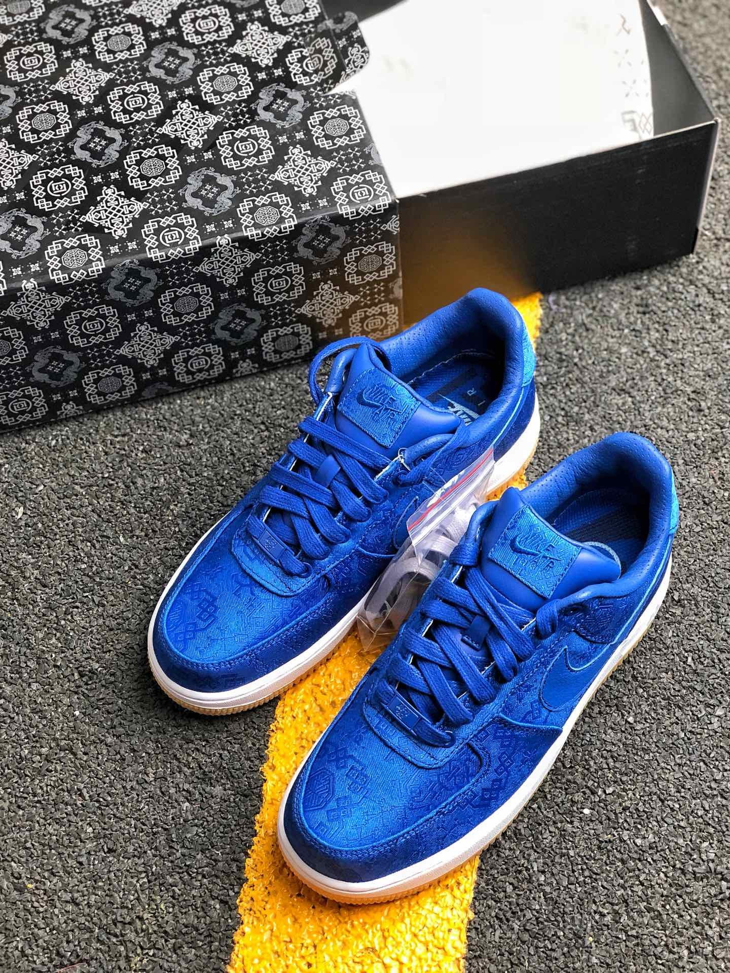 Clot x Nike Air Force 1 Low PRM Game Royal/White-Gum Light Brown For Sale