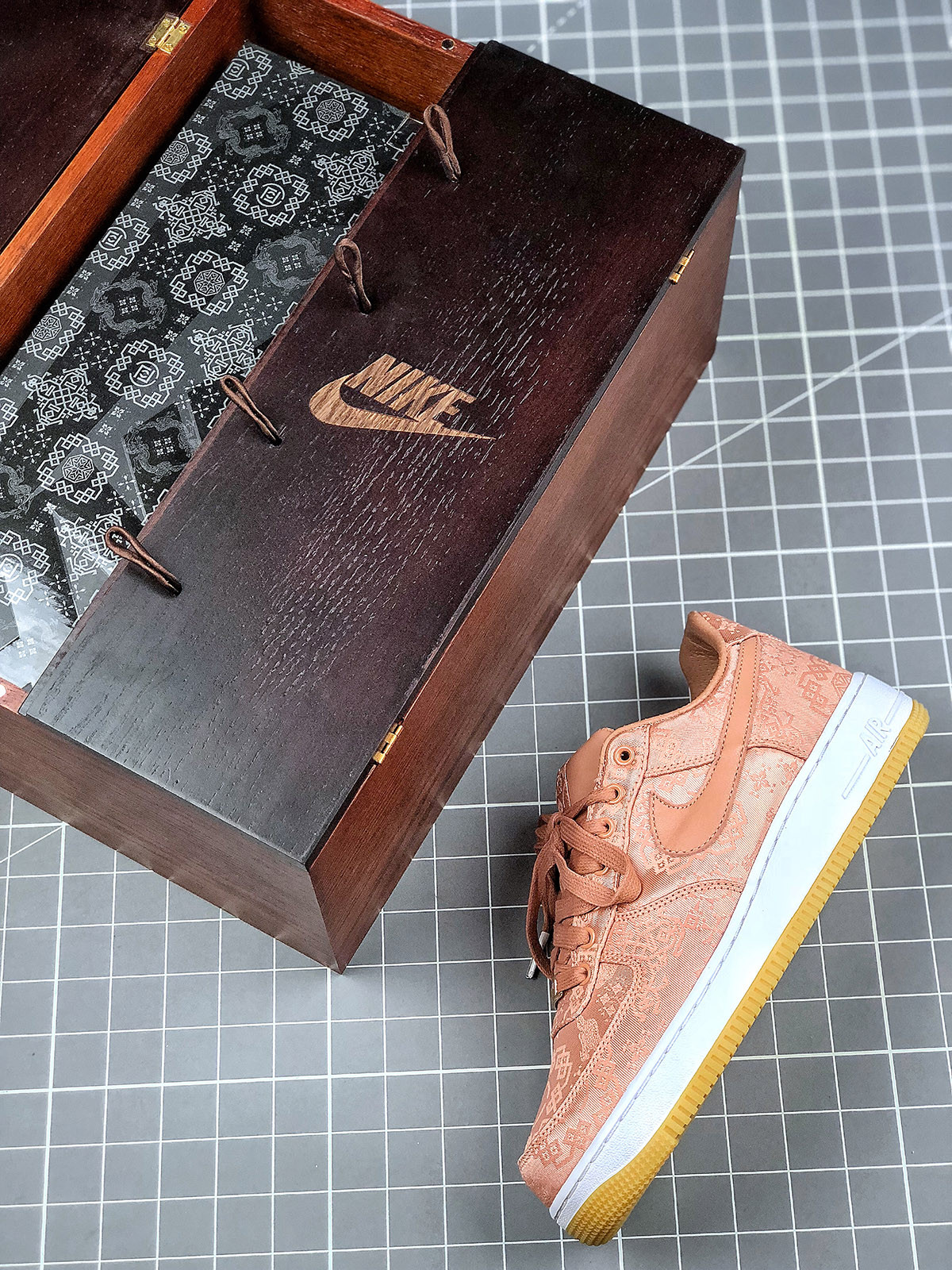 CLOT x Nike Air Force 1 Low Rose Gold/White-Gum Light Brown For Sale