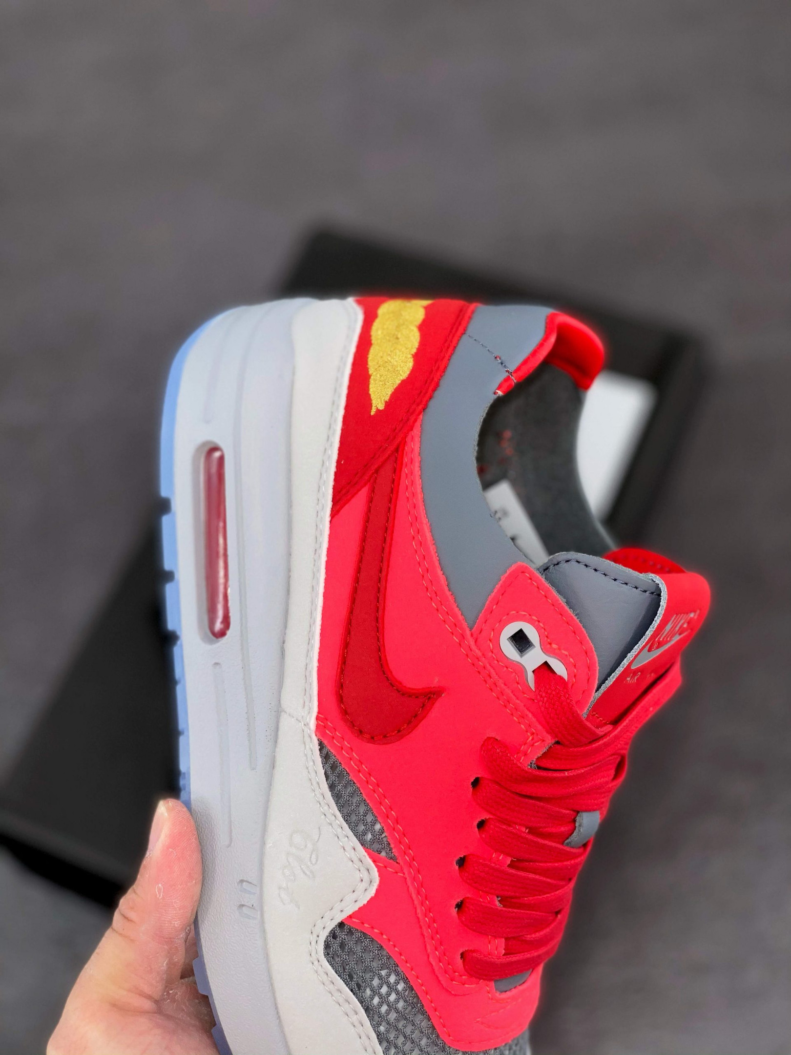 Clot x Nike Air Max 1 K.O.D. Solar Red/University Red-Cool Grey For Sale