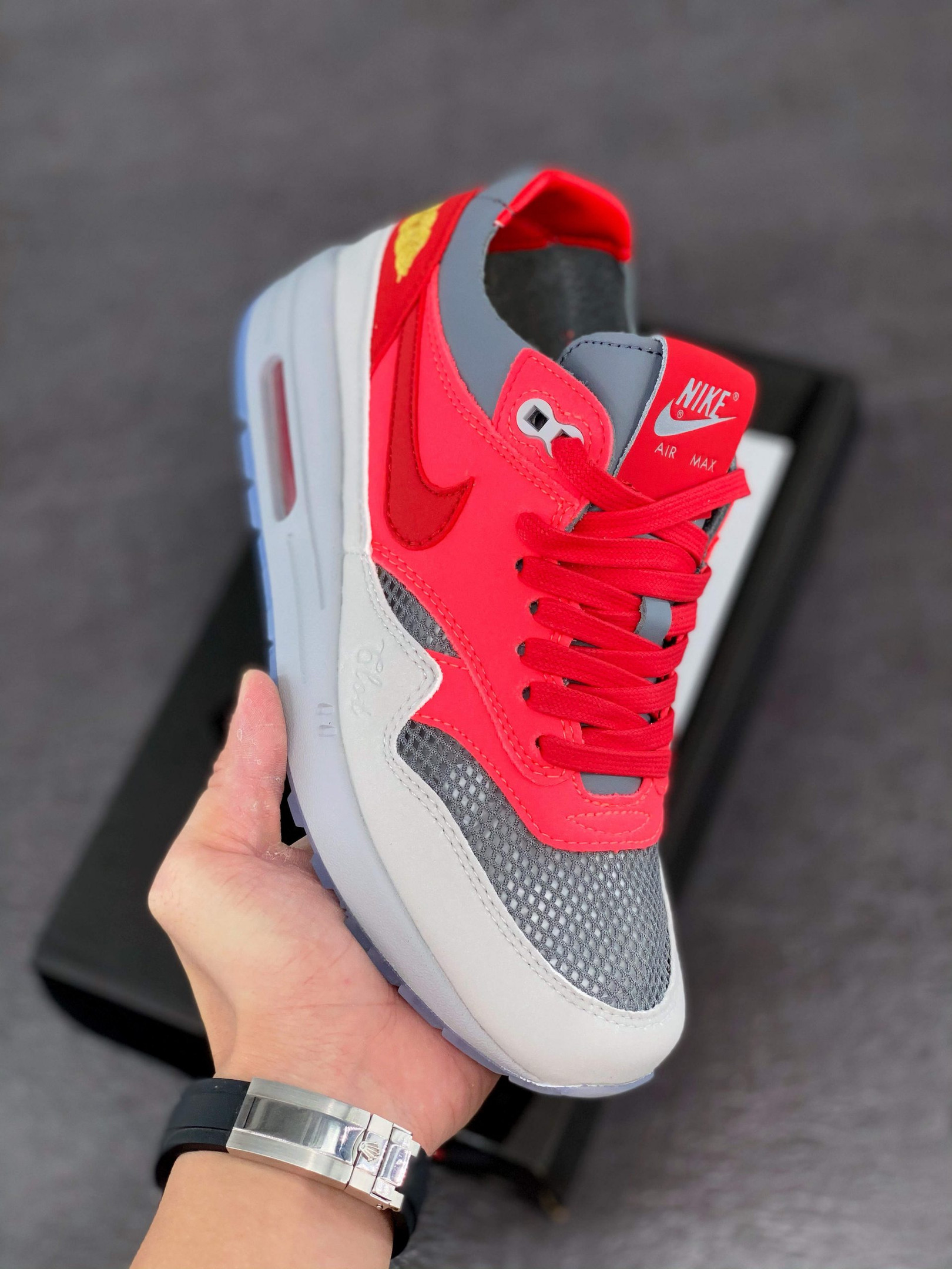 Clot x Nike Air Max 1 K.O.D. Solar Red/University Red-Cool Grey For Sale