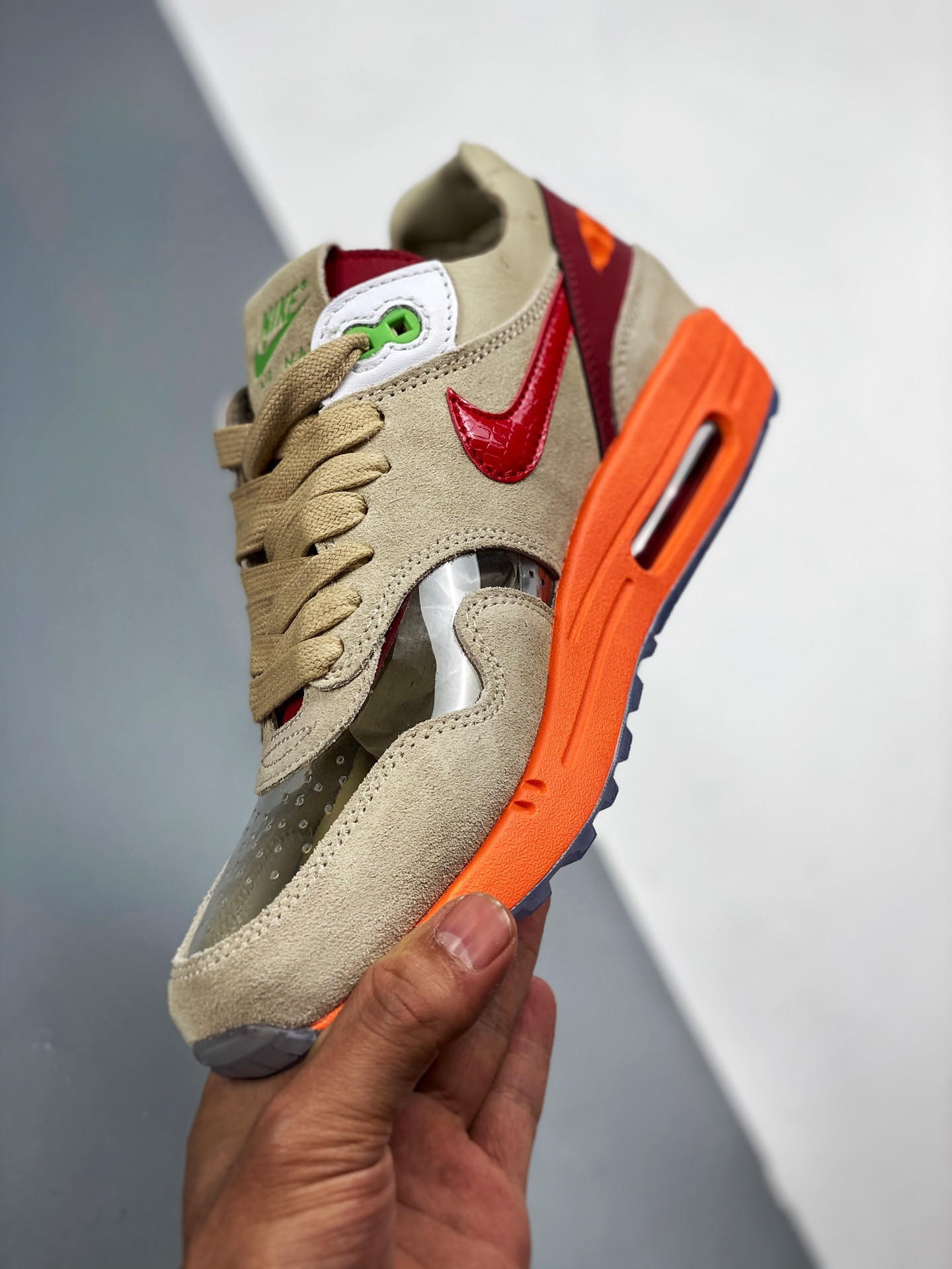 Clot x Nike Air Max 1 “Kiss Of Death” Net/Deep Red-Orange Blaze For Sale