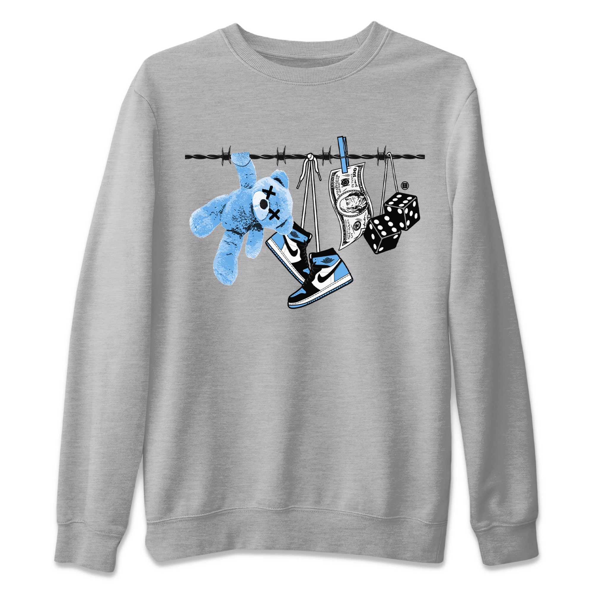 Clothesline Unisex Sweater – Air Jordan 1 University Blue, Sneakers Matching Sweater