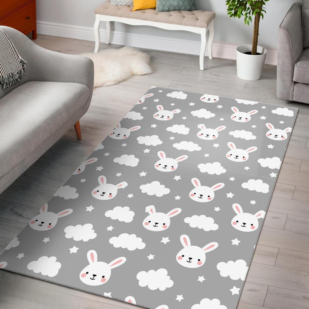 Cloud Bunny Rabbit Pattern Print Area Limited Edition Rectangle Rug
