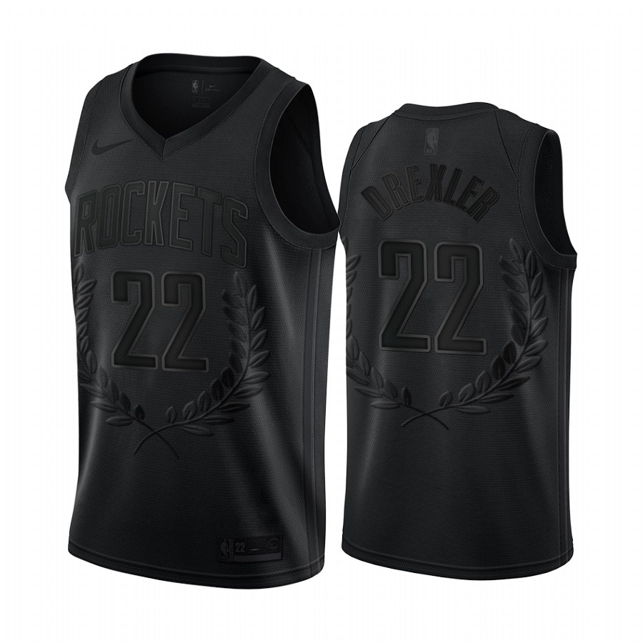 Clyde Drexler #22 Houston Rockets Black Hall of Fame Jersey