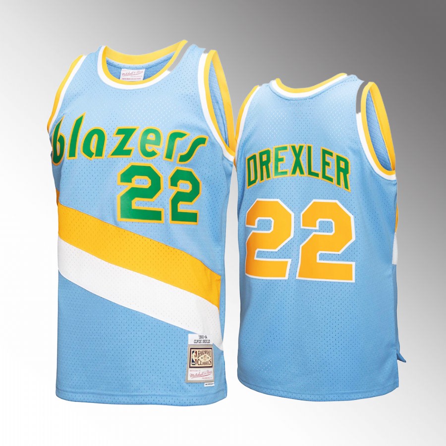 Clyde Drexler #22 Portland Trail Blazers Reload 3.0 Blue 1983-84 Hardwood Classics Jersey