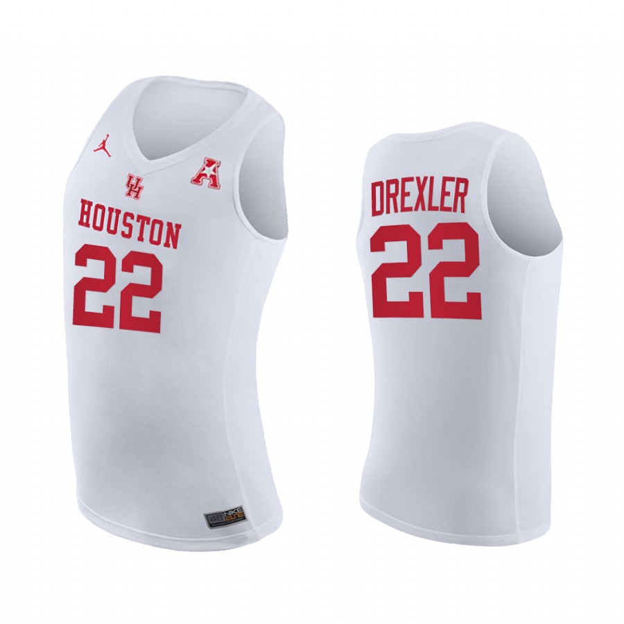 Clyde Drexler Houston Cougars White Jersey Home 2021 March Madness