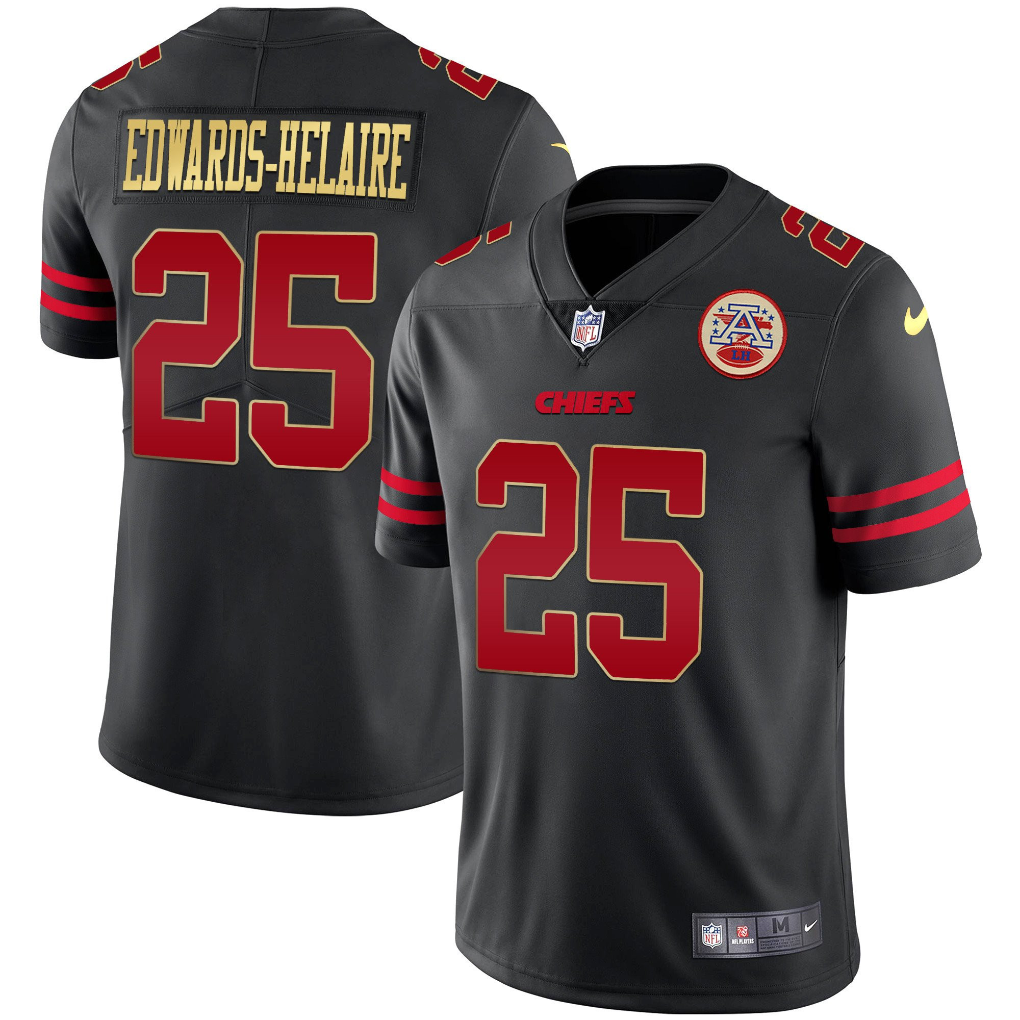 Clyde Edwards-Helaire Kansas City Chiefs Black Red Vapor Jersey - All Stitched 