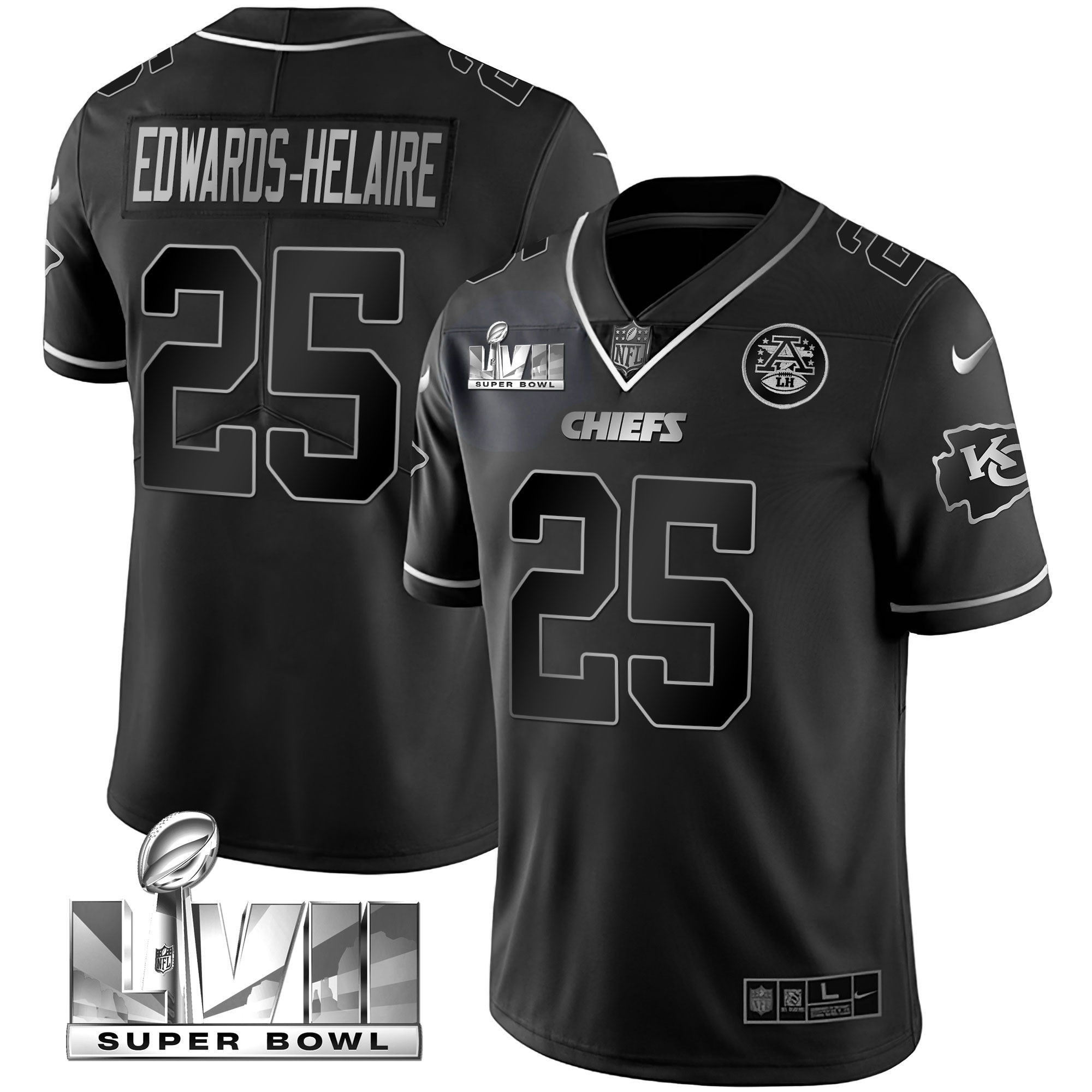 Clyde Edwards-Helaire Youth's Kansas City Chiefs Super Bowl Vapor Gold Black Silver Jersey - All Stitched 