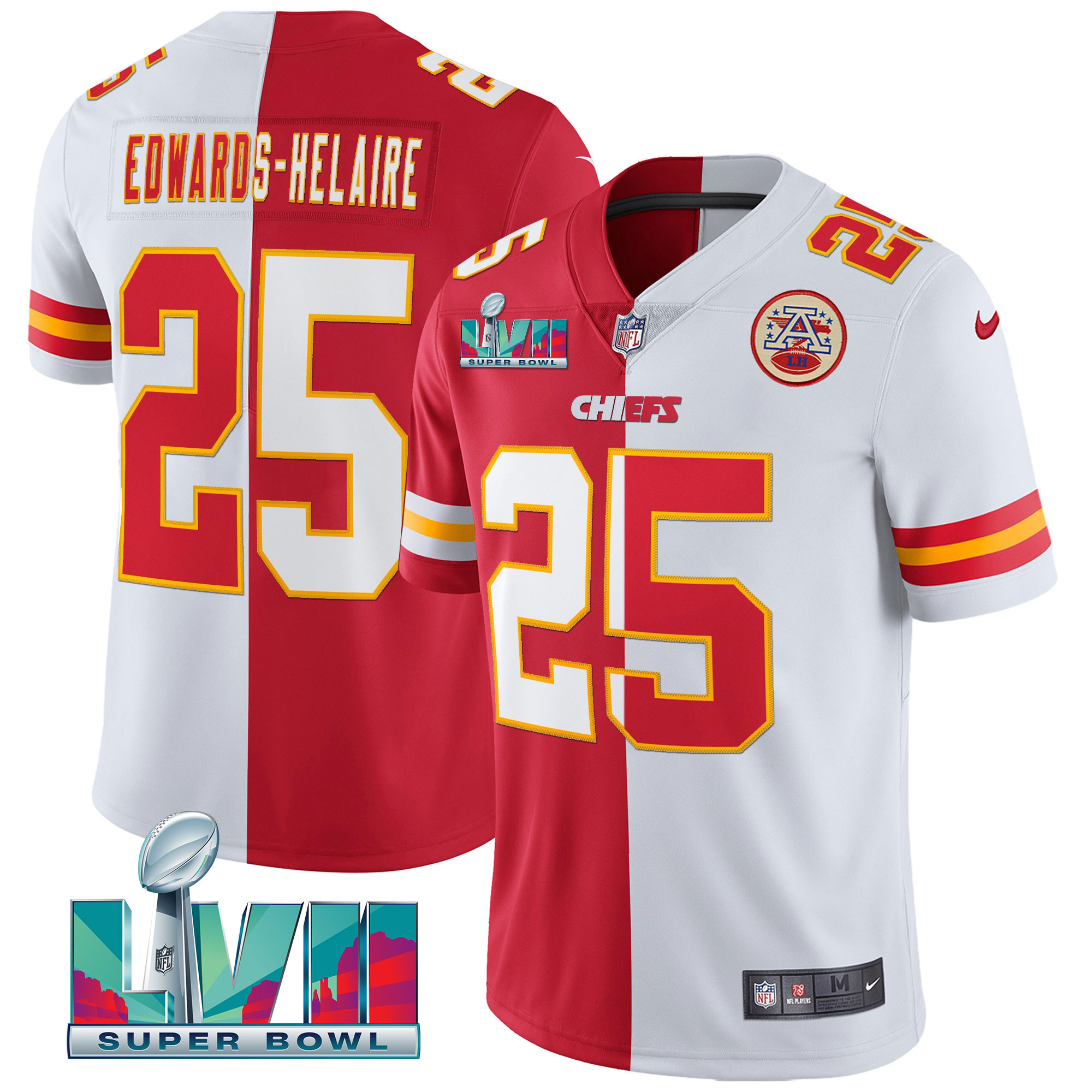 Clyde Edwards-Helaire Youth's Kansas City Chiefs Super Bowl Vapor Gold Split Jersey - All Stitched 