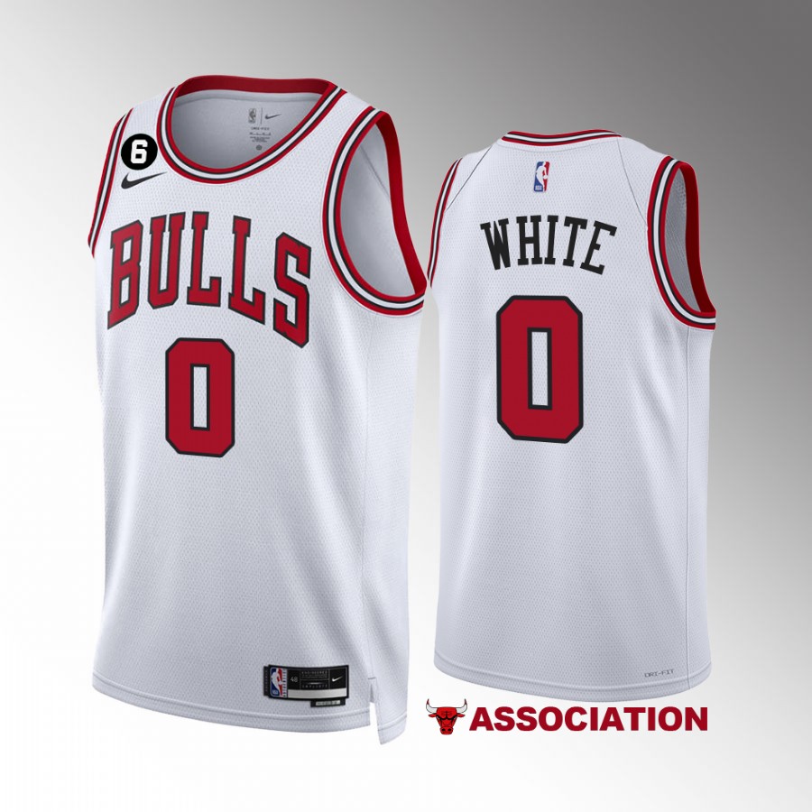 Coby White Chicago Bulls #0 White Jersey 2022-23 Association Edition NO.6 Patch
