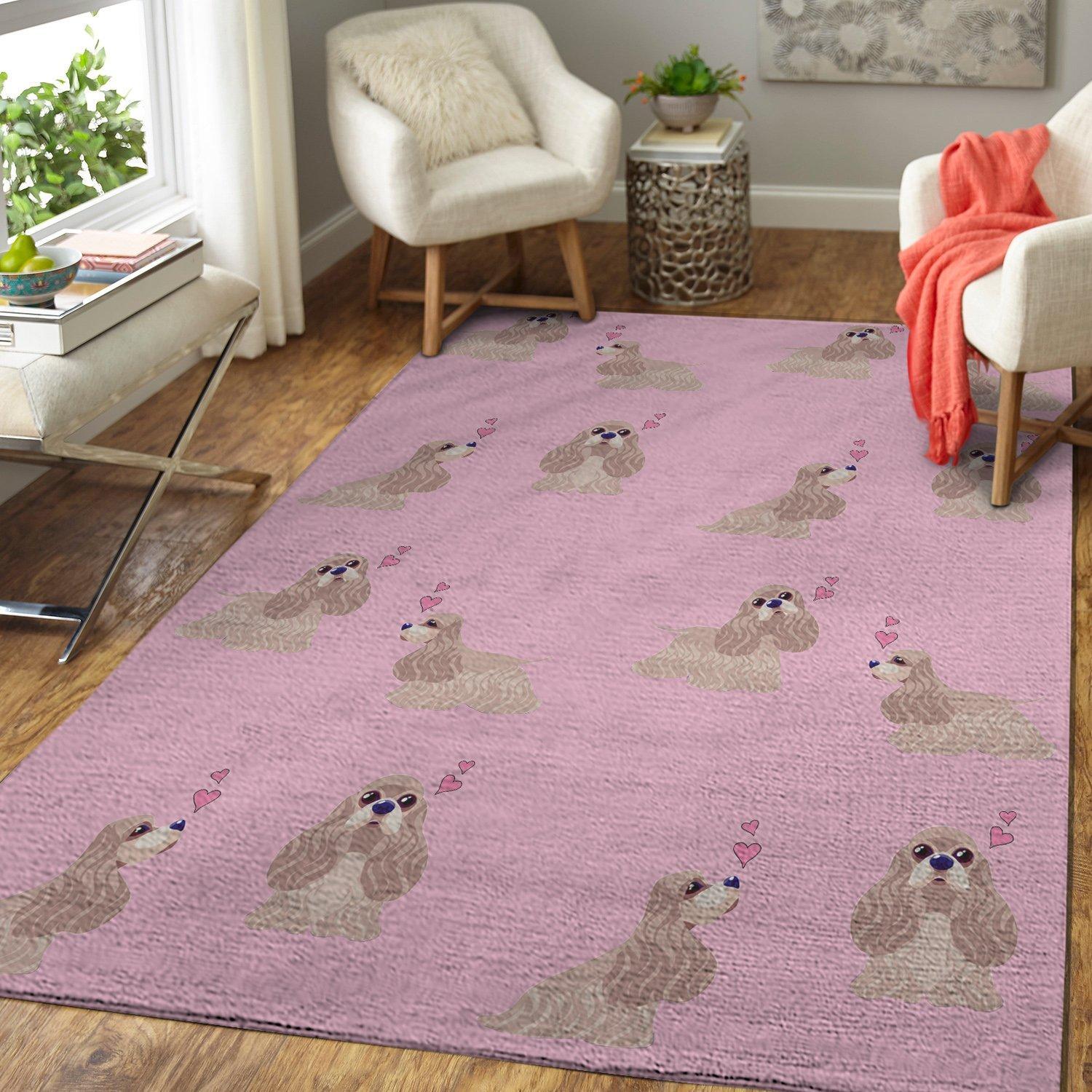 Cocker Spaniel Pink Heart Limited Edition Rectangle Rug