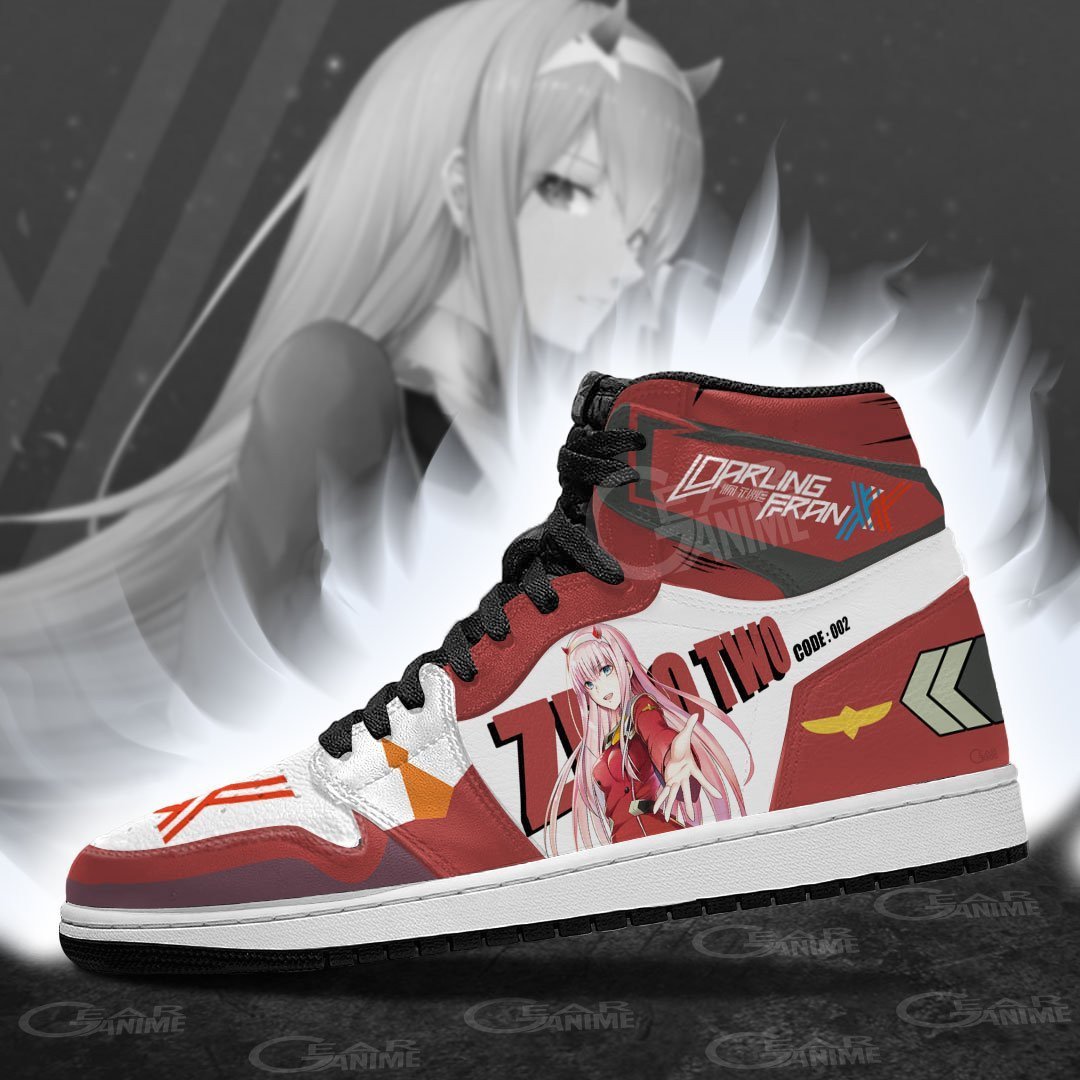 Code 002 Zero Two JD1s Sneakers Darling In The Franxx Anime Shoes, Air Jordan Hightop