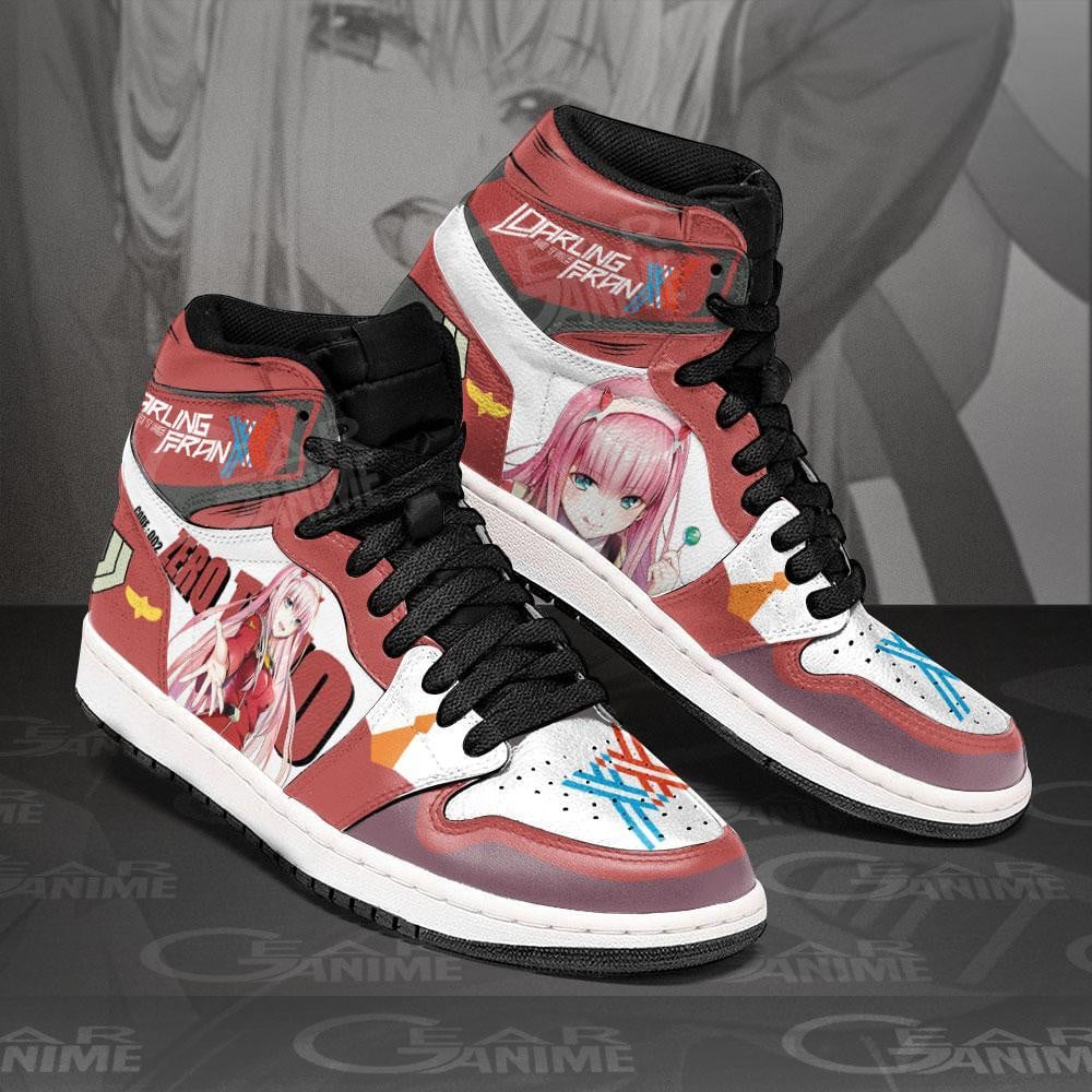 Code 002 Zero Two JD1s Sneakers Darling In The Franxx Anime Shoes, Air Jordan Hightop