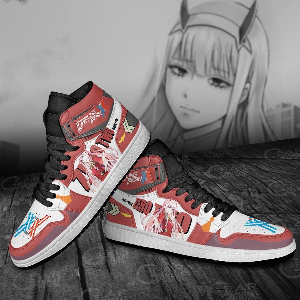 Code 002 Zero Two JD1s Sneakers Darling In The Franxx Anime Shoes, Air Jordan Hightop