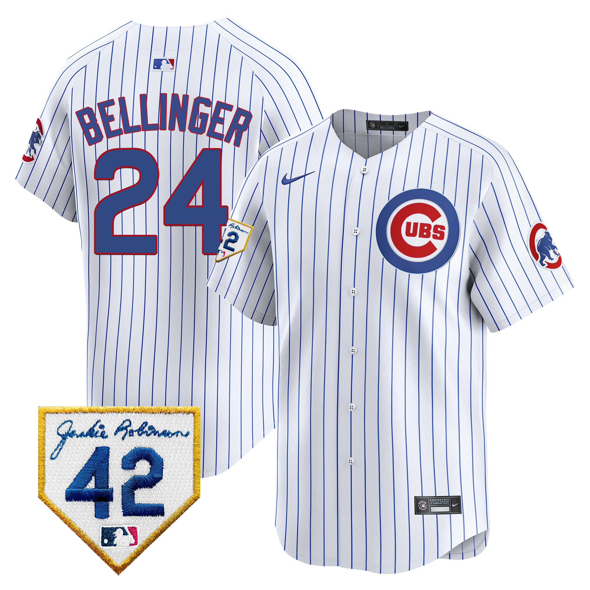 Cody Bellinger Men's Chicago Cubs 2024 Jackie Robinson Patch Vapor Premier Limited V2 White Jersey - All Stitched
