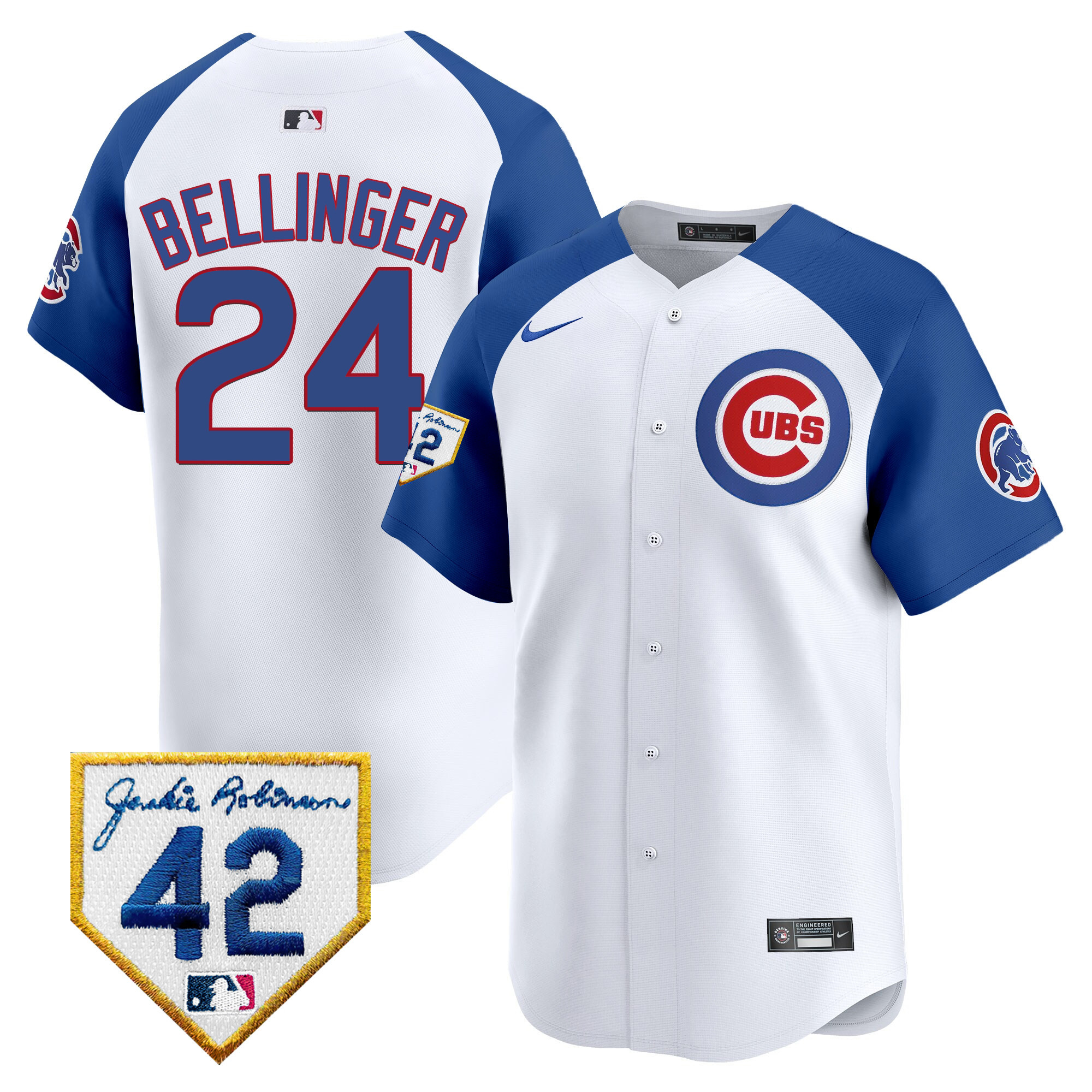 Cody Bellinger Men's Chicago Cubs 2024 Jackie Robinson Patch Vapor Premier Limited White Alternate Jersey - All Stitched
