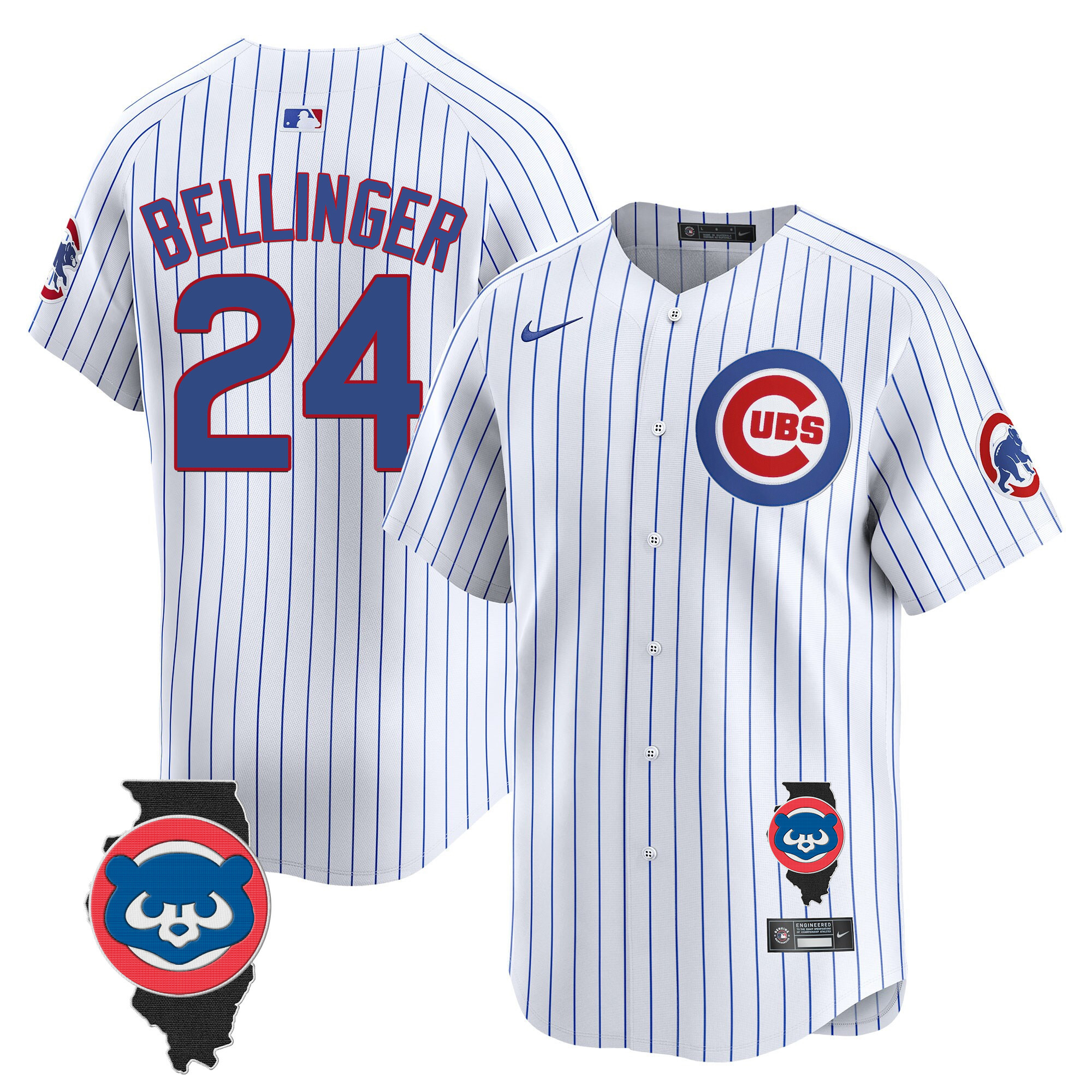Cody Bellinger Men's Chicago Cubs Illinois Patch Vapor Premier Limited V2 White Jersey - All Stitched