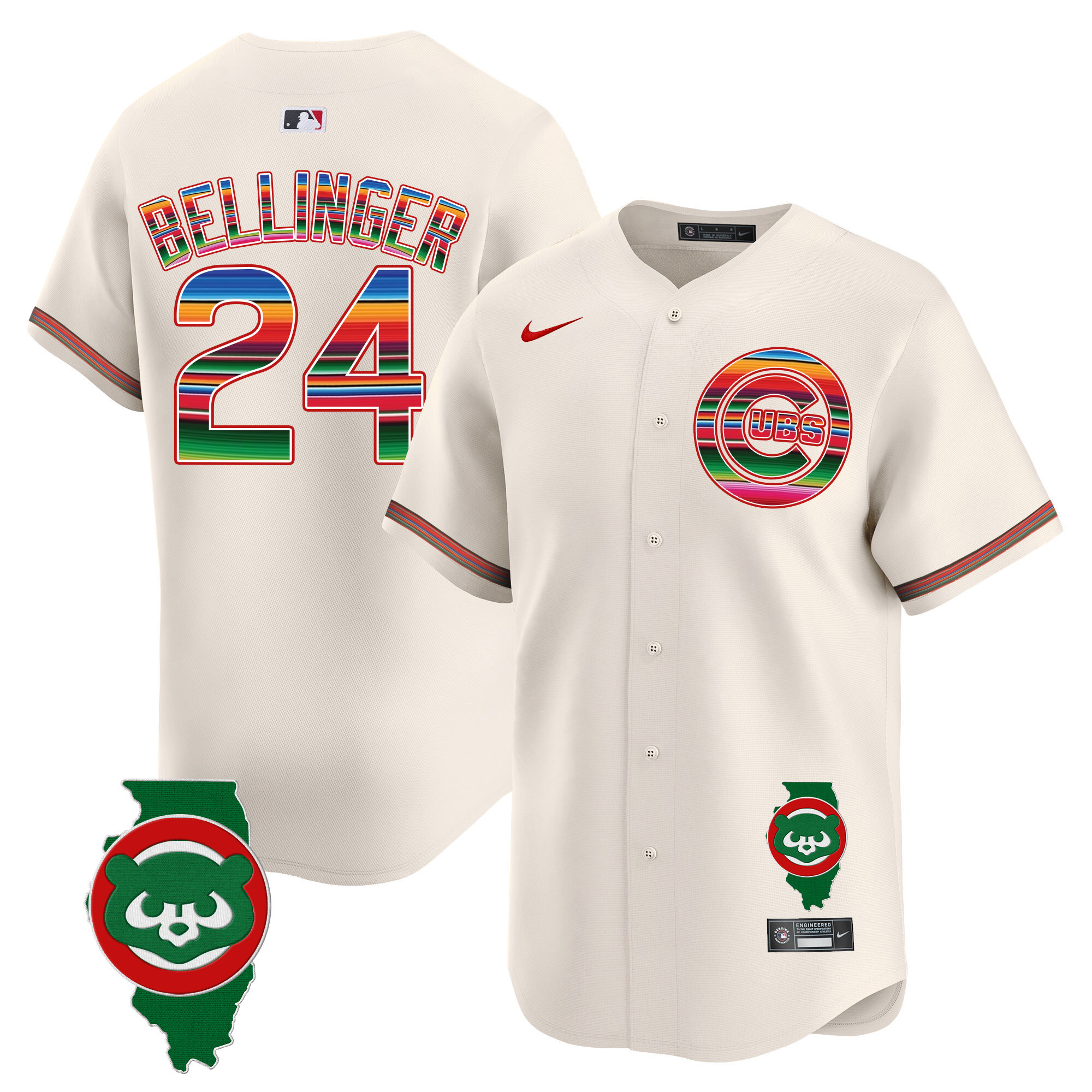 Cody Bellinger Men's Chicago Cubs Mexico Illinois Patch Vapor Premier Limited Cream Jersey - All Stitched