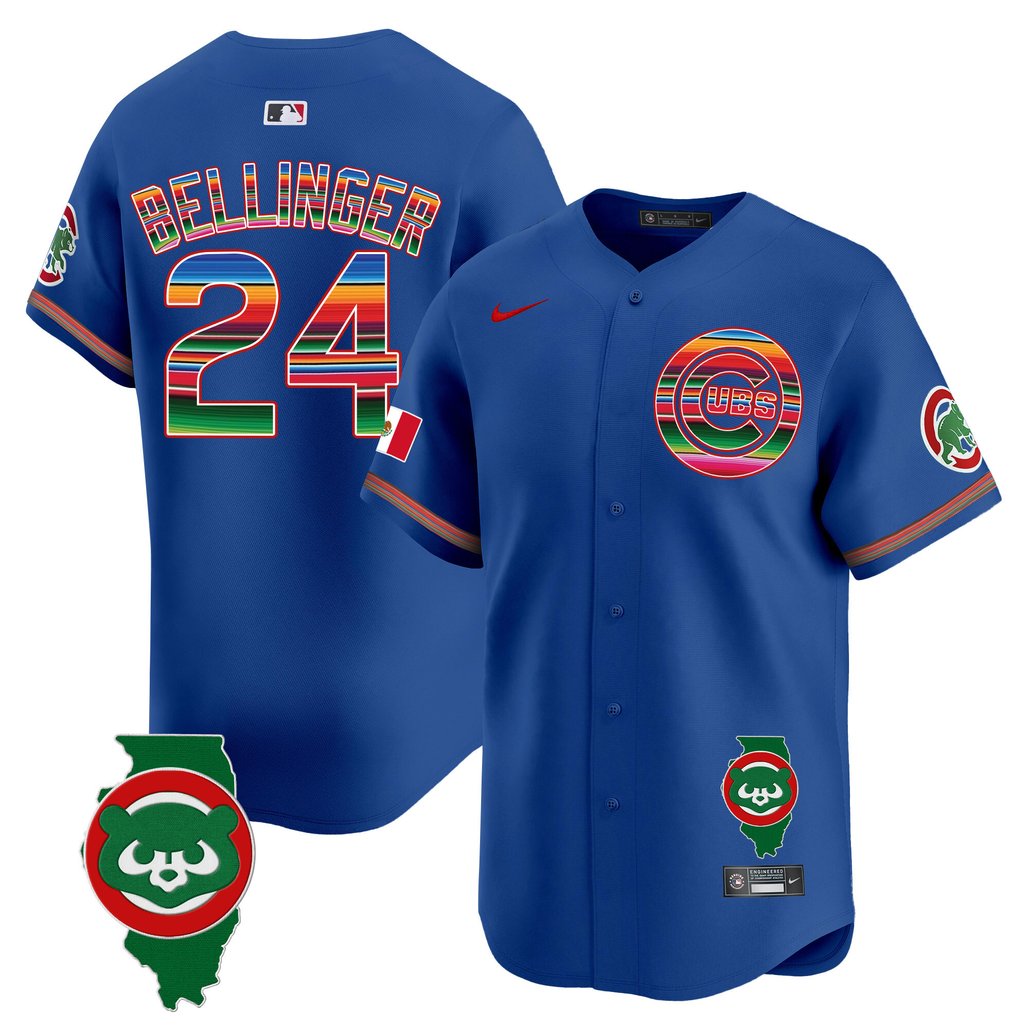 Cody Bellinger Men's Chicago Cubs Mexico Illinois Patch Vapor Premier Limited Royal Jersey - All Stitched