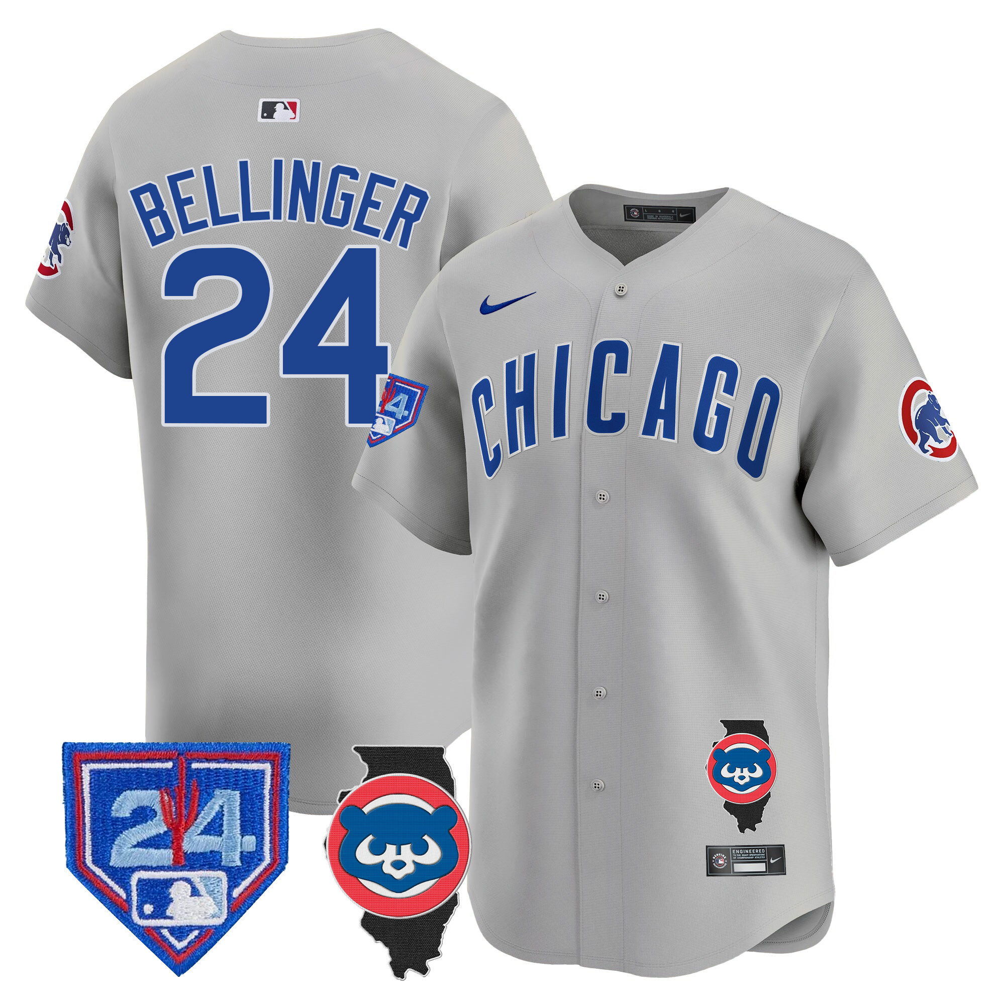 Cody Bellinger Men's Chicago Cubs Spring Training & Illinois Patch Vapor Premier Limited Gray Road Jersey - All Stitched