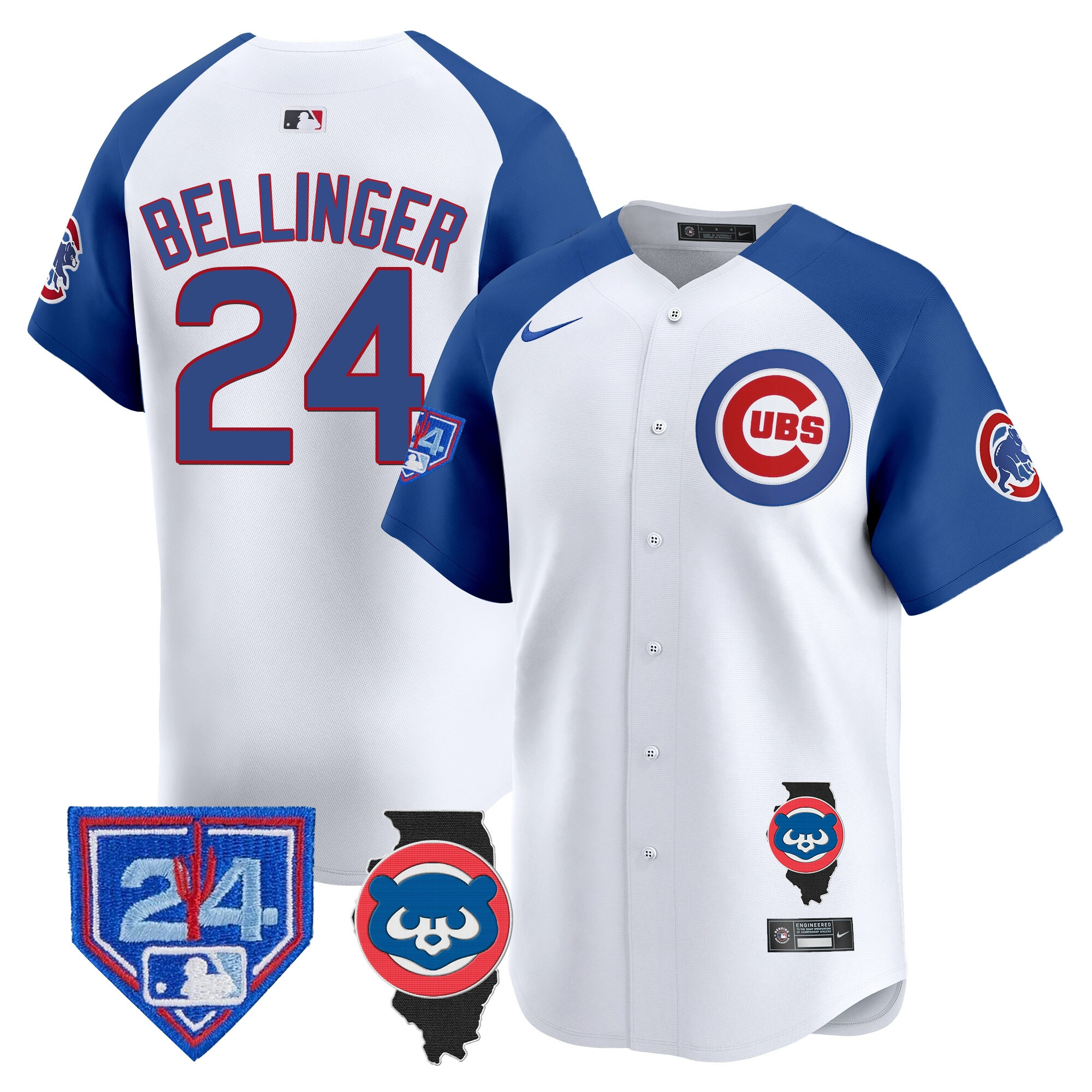 Cody Bellinger Men's Chicago Cubs Spring Training & Illinois Patch Vapor Premier Limited White Alternate Jersey - All Stitched
