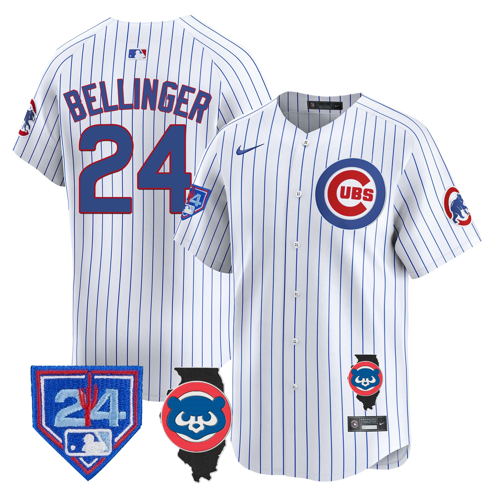 Cody Bellinger Men's Chicago Cubs Spring Training & Illinois Patch Vapor Premier Limited White Jersey - All Stitched