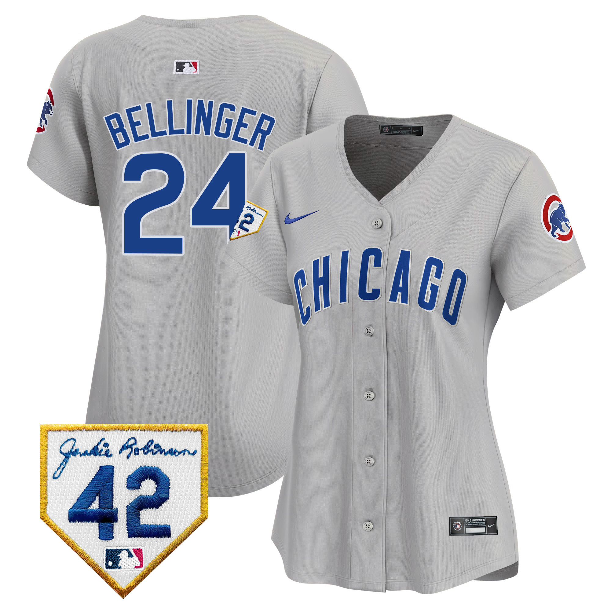 Cody Bellinger Women's Chicago Cubs Jackie Robinson Patch Vapor Premier Limited V2 Gray Road Jersey - All Stitched