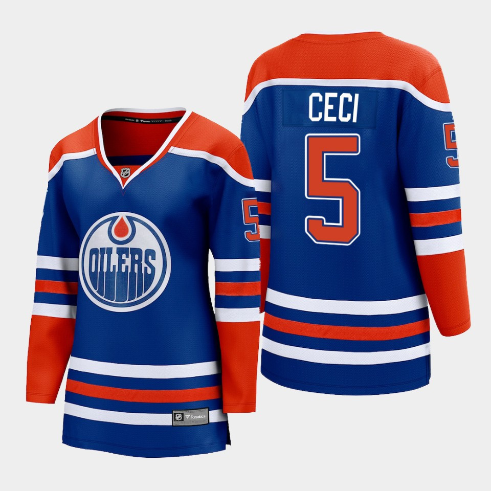 Cody Ceci 5 Edmonton Oilers 2022-23 Home Women Premier Breakaway Player Stitched Jersey Royal