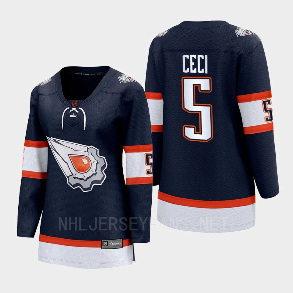Cody Ceci 5 Edmonton Oilers 2022 Special Edition 2.0 Women Breakaway Player Retro Stitched Jersey Navy