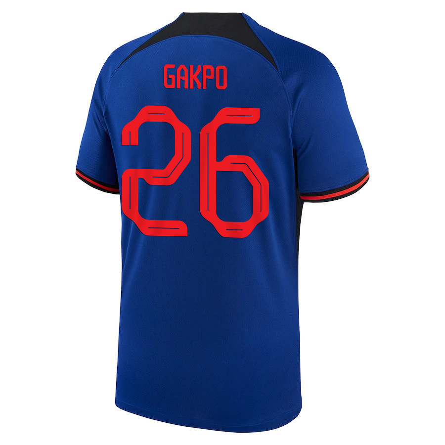 Cody Gakpo 26 Netherlands National Team 2022-23 Qatar World Cup Away Men Soccer Jersey